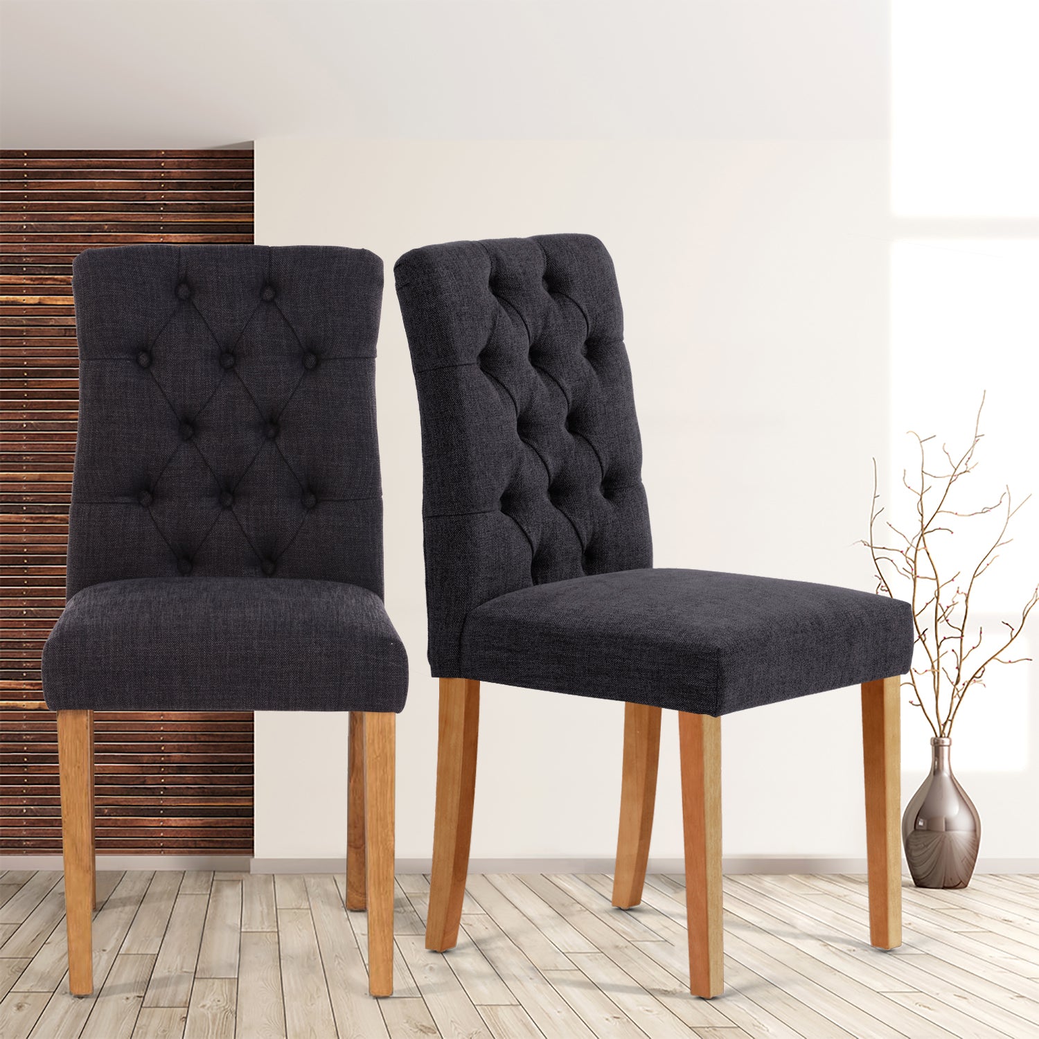 Homy Casa LUCETTA BLACK 2PC Dining Chairs for Kitchen & Dining Room Open Box