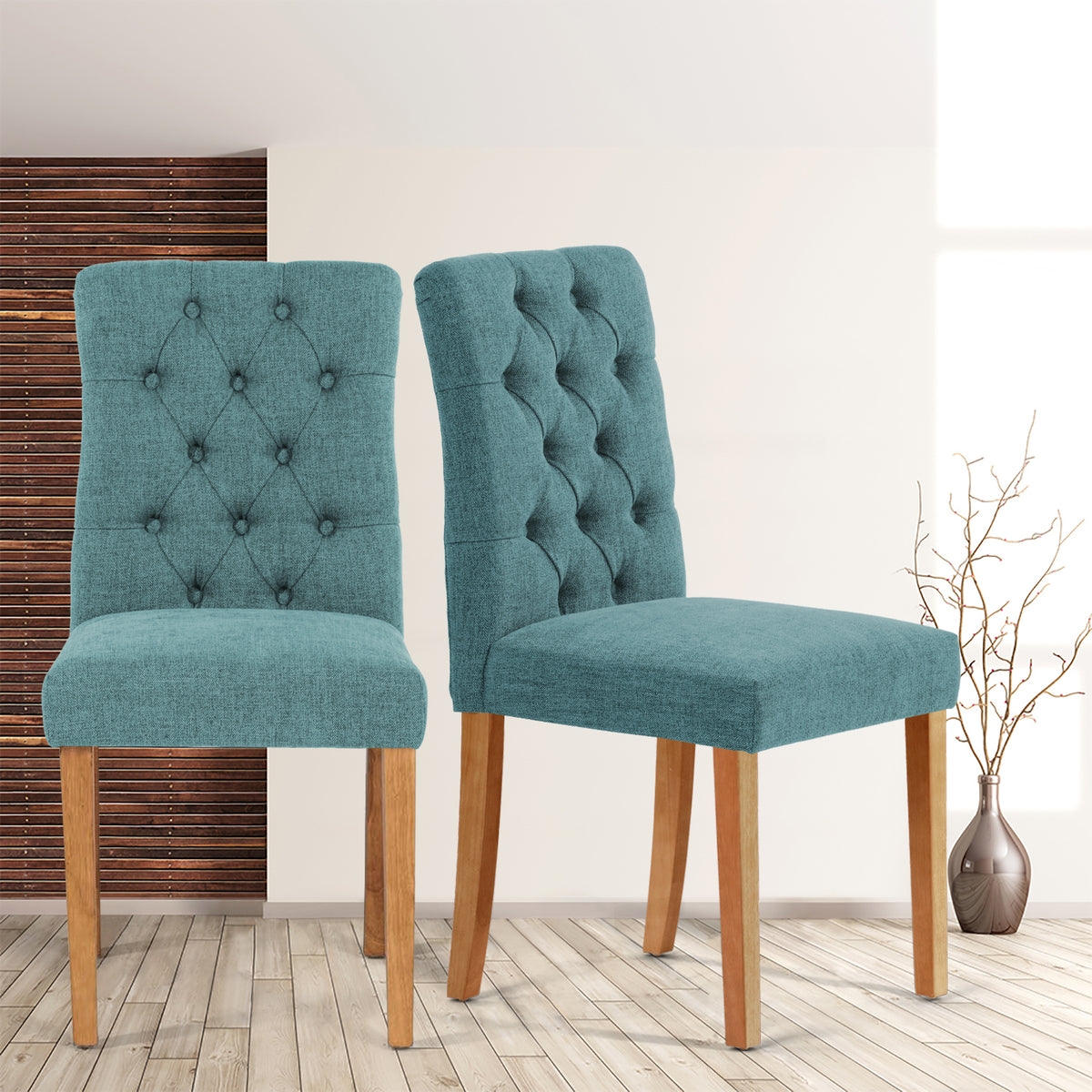 Homy Casa LUCETTA GREEN 2PC Dining Chairs Comfortable Seating for Dining Room Open Box