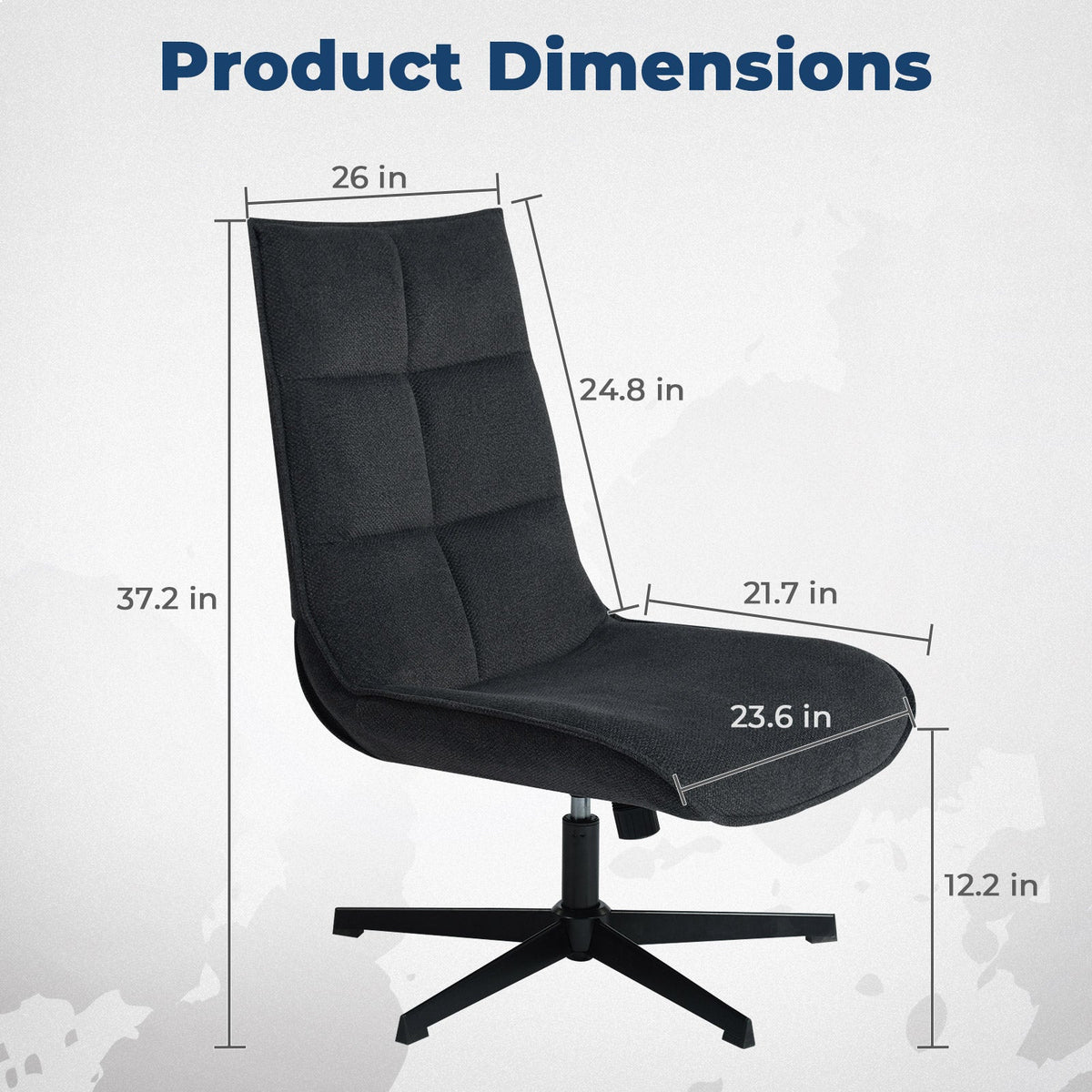 Homy Casa Lucks Swivel Lounge Chair with Fabric Upholstery, For Home or Office,Gray