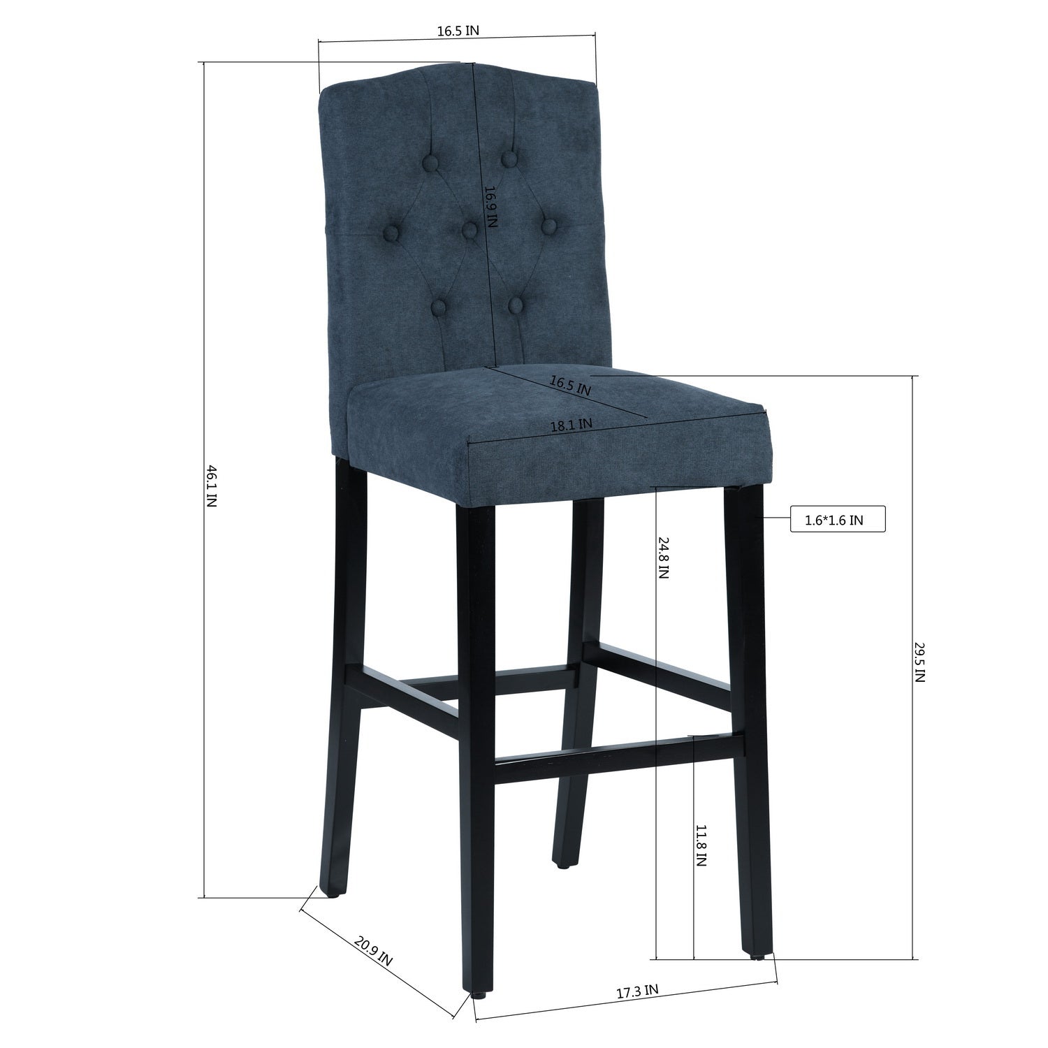 Homy Casa LUNON HIGH BAR NB 2-Pack "18.11" W x 21.26" D x 46.06" H High Barstools for Home Bar Seating Open Box