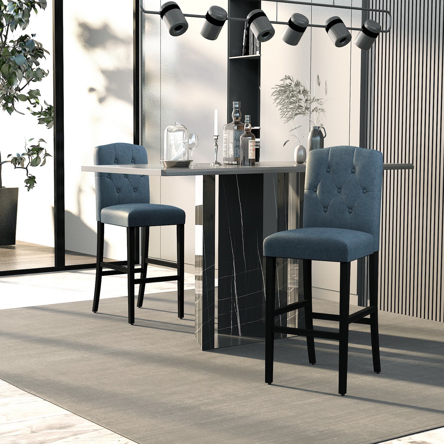 Homy Casa LUNON HIGH BAR NB 2-Pack "18.11" W x 21.26" D x 46.06" H High Barstools for Home Bar Seating Open Box