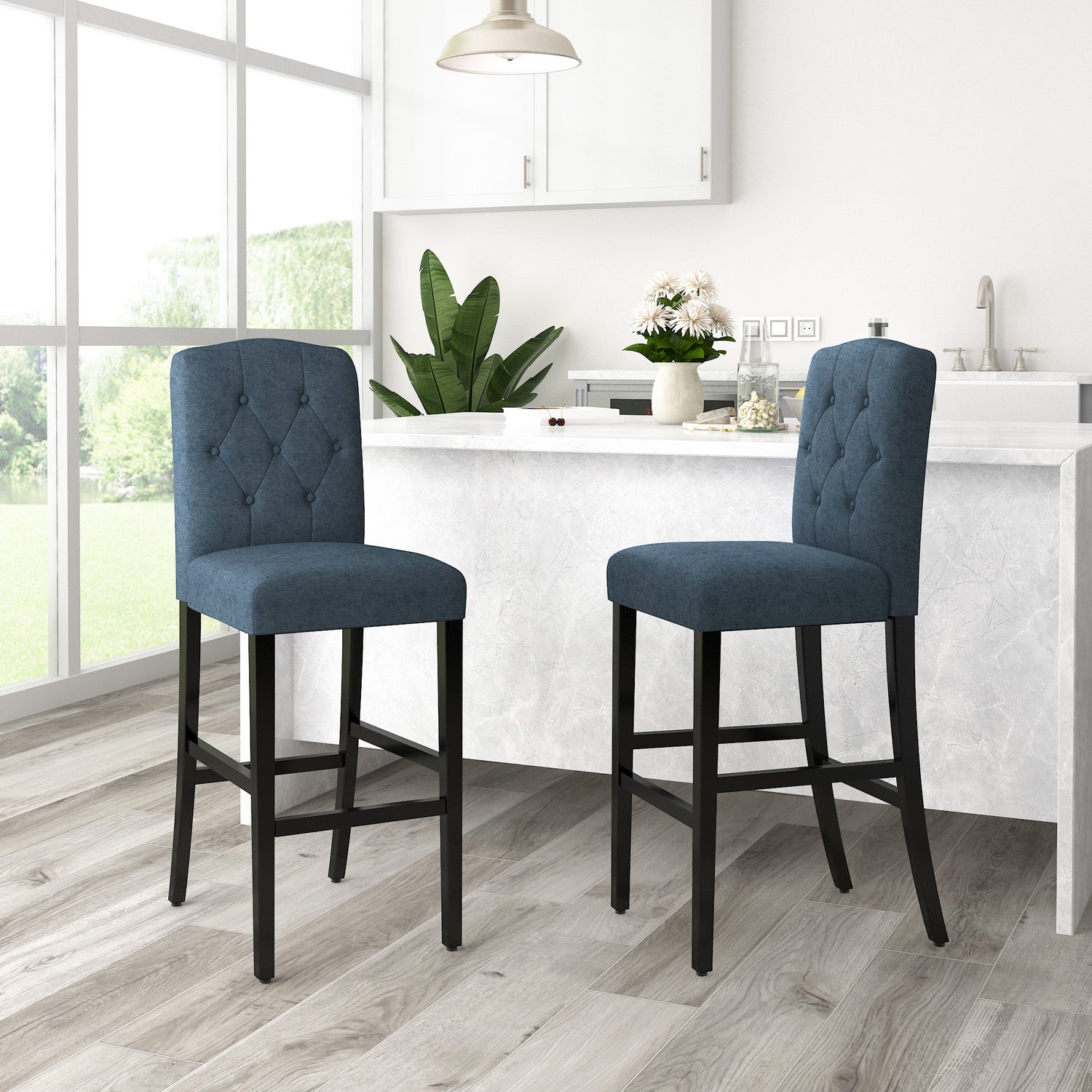 Homy Casa LUNON HIGH BAR NB 2-Pack "18.11" W x 21.26" D x 46.06" H High Barstools for Home Bar Seating Open Box