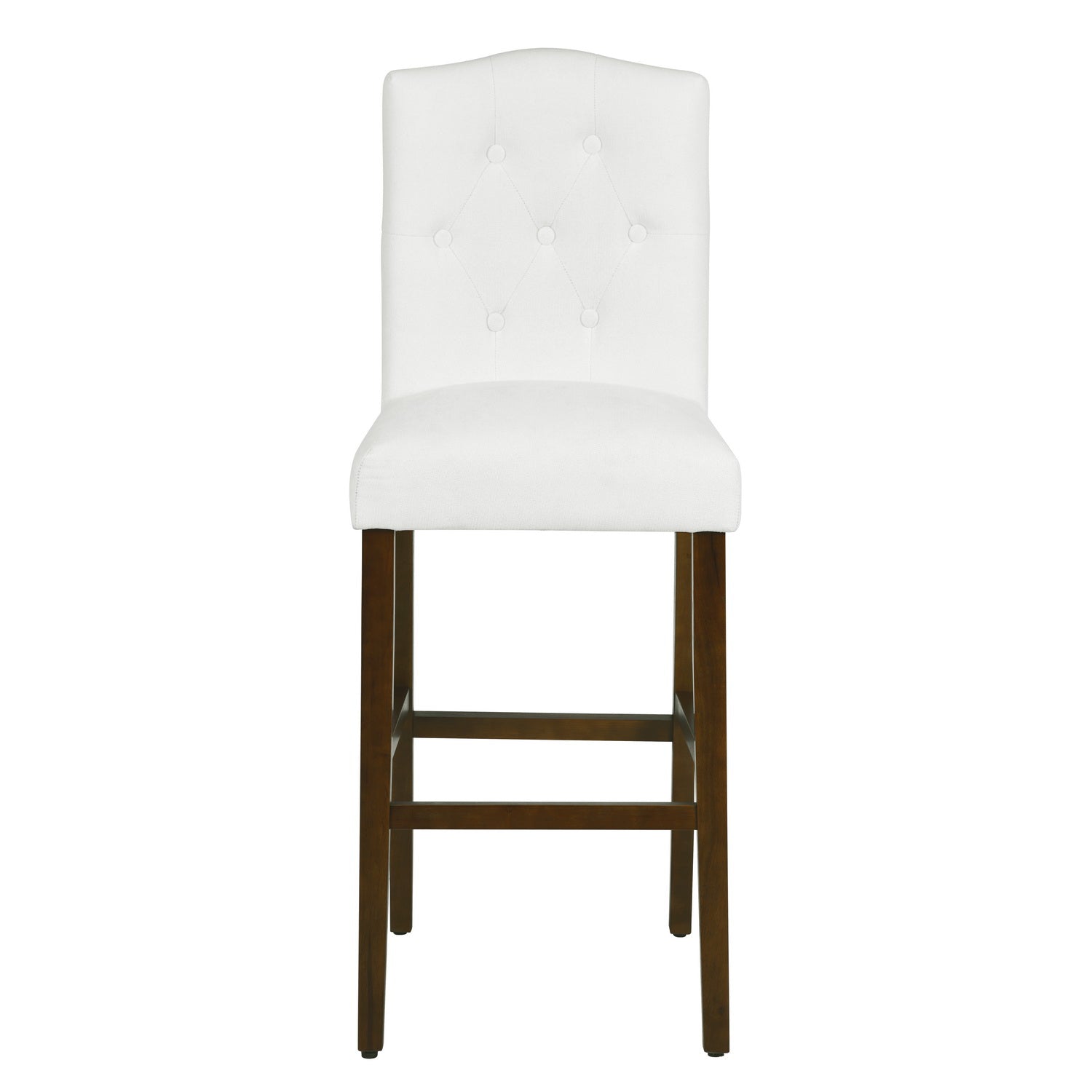 Homy Casa Lunon High Bar Stool Set of 2, White Tufted Upholstered Bar Chairs with Wood Legs,Open Box