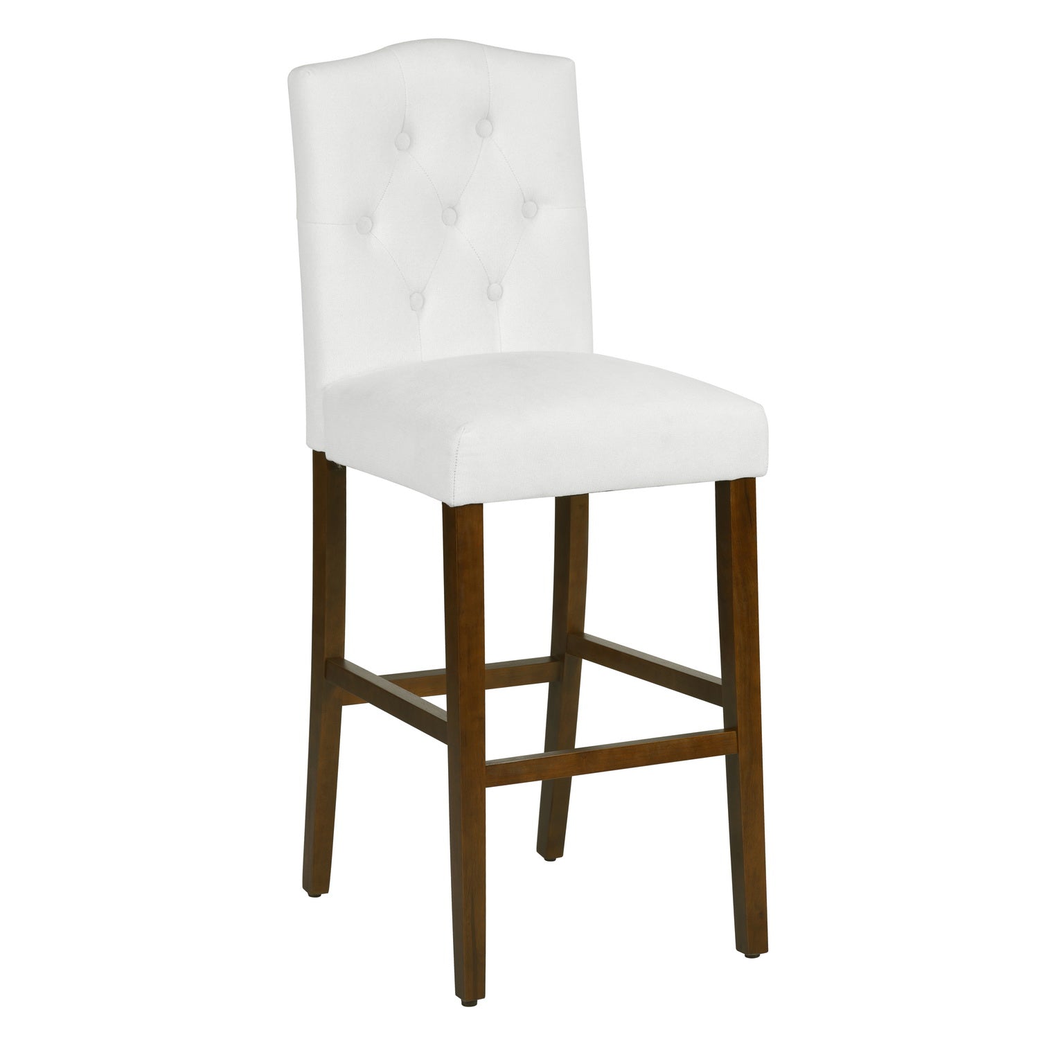 Homy Casa Lunon High Bar Stool Set of 2, White Tufted Upholstered Bar Chairs with Wood Legs,Open Box
