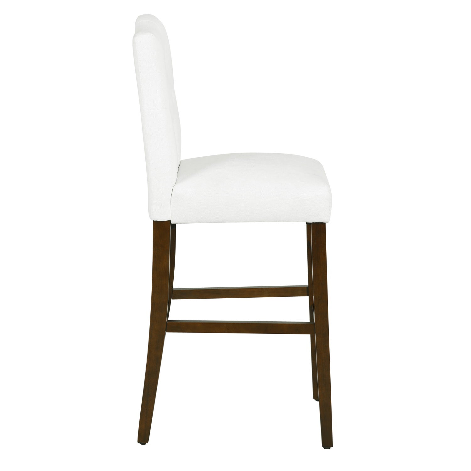 Homy Casa Lunon High Bar Stool Set of 2, White Tufted Upholstered Bar Chairs with Wood Legs,Open Box