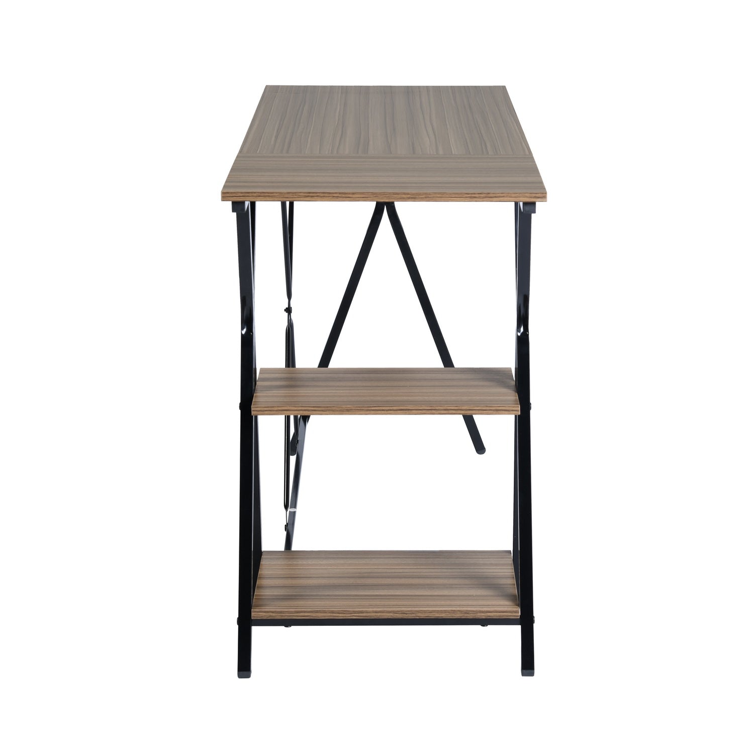 Homy Casa MADDIE Modern Writing Desk with 2-Tier Storage Shelves and Metal Frame, Open Box