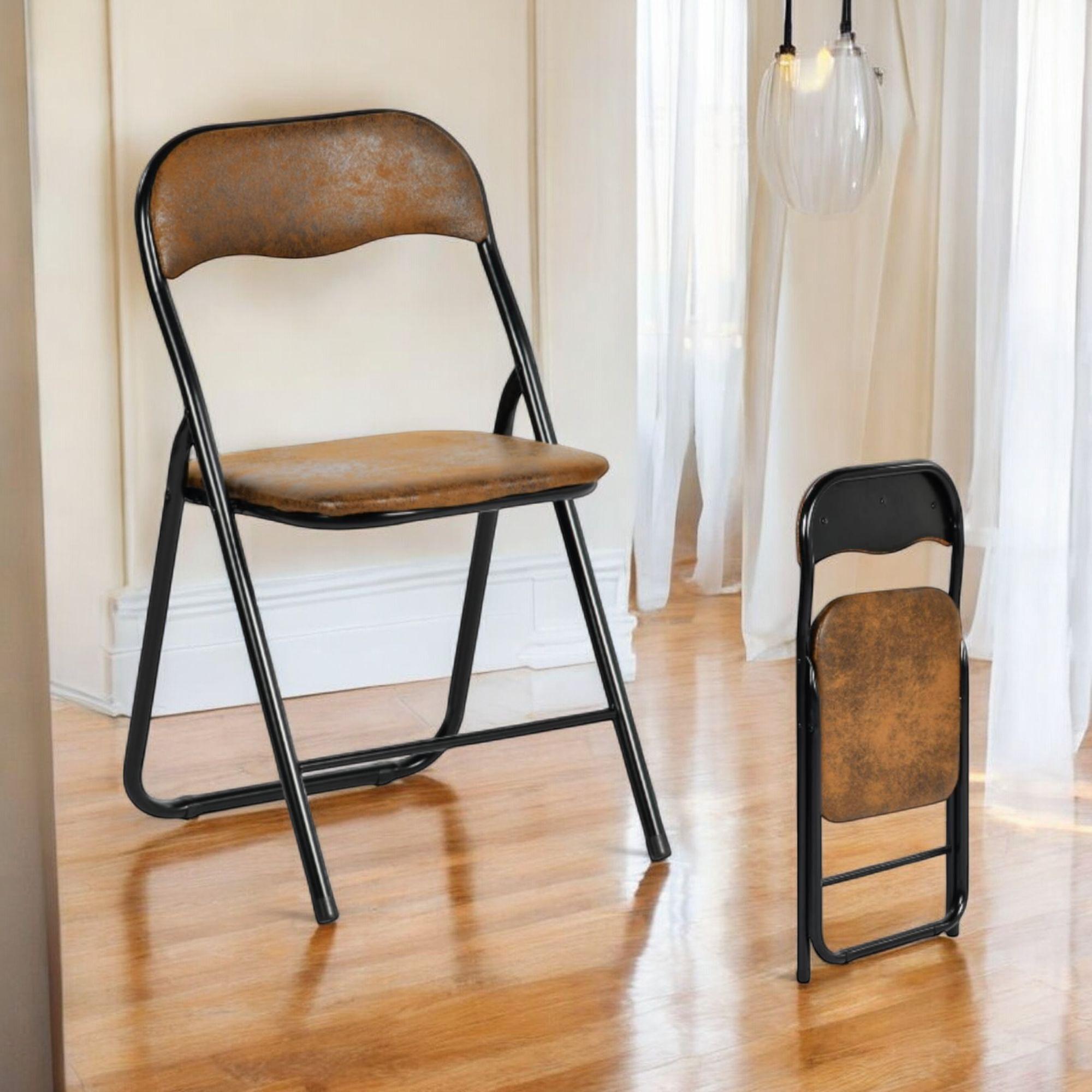 Malibu Suede Brown Folding Dining Chair Set