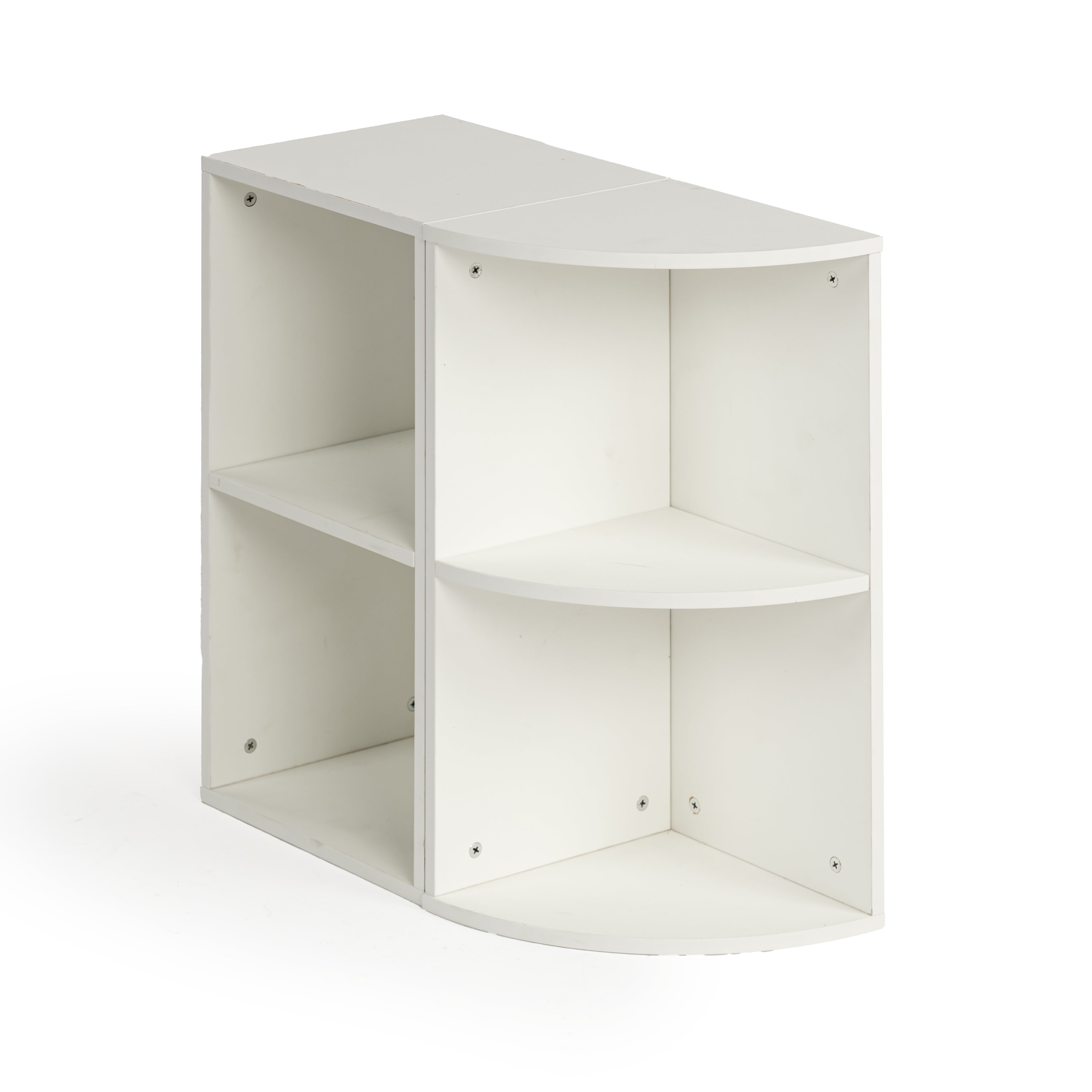 MANDI 4-Piece White Modular Bookcase Set with 2-Tier U-Shaped Storage Shelves