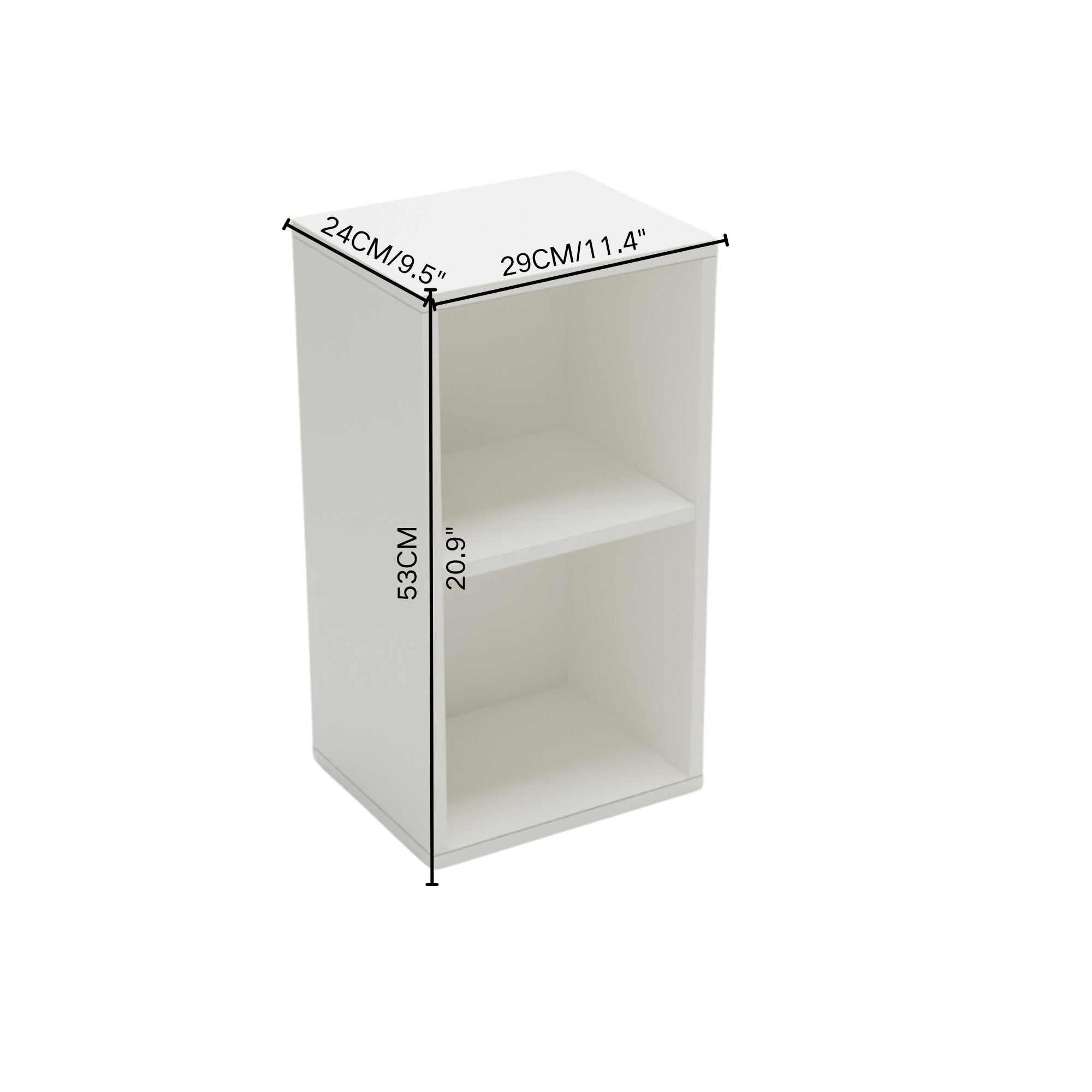 Homy Casa MANDI II 2PC Storage Shelf Set Straight & Corner 2-Tier Bookcase L-Shaped Modular Organizer