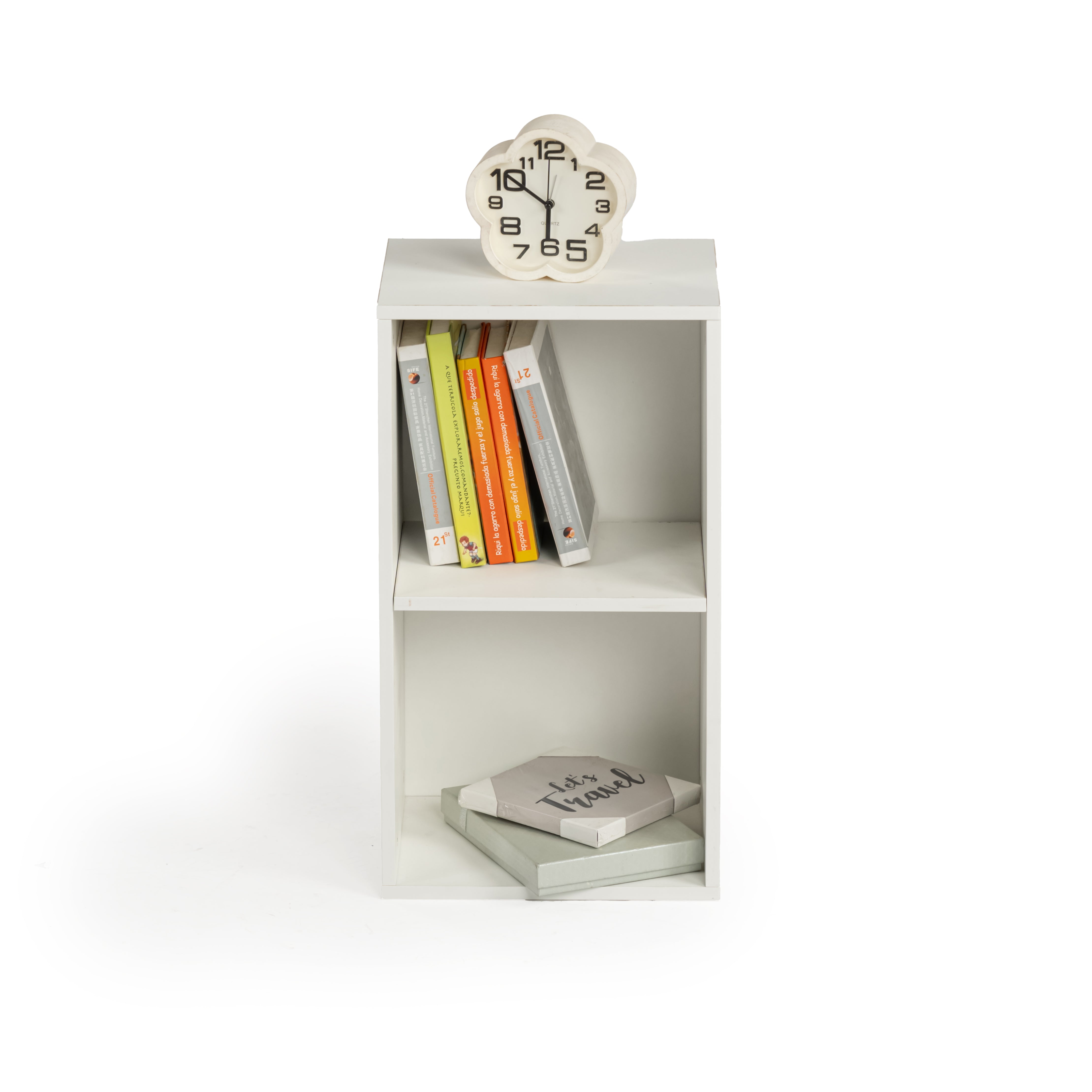 MANDI II 2-Piece L-Shaped White Bookcase Set with 2-Tier Storage