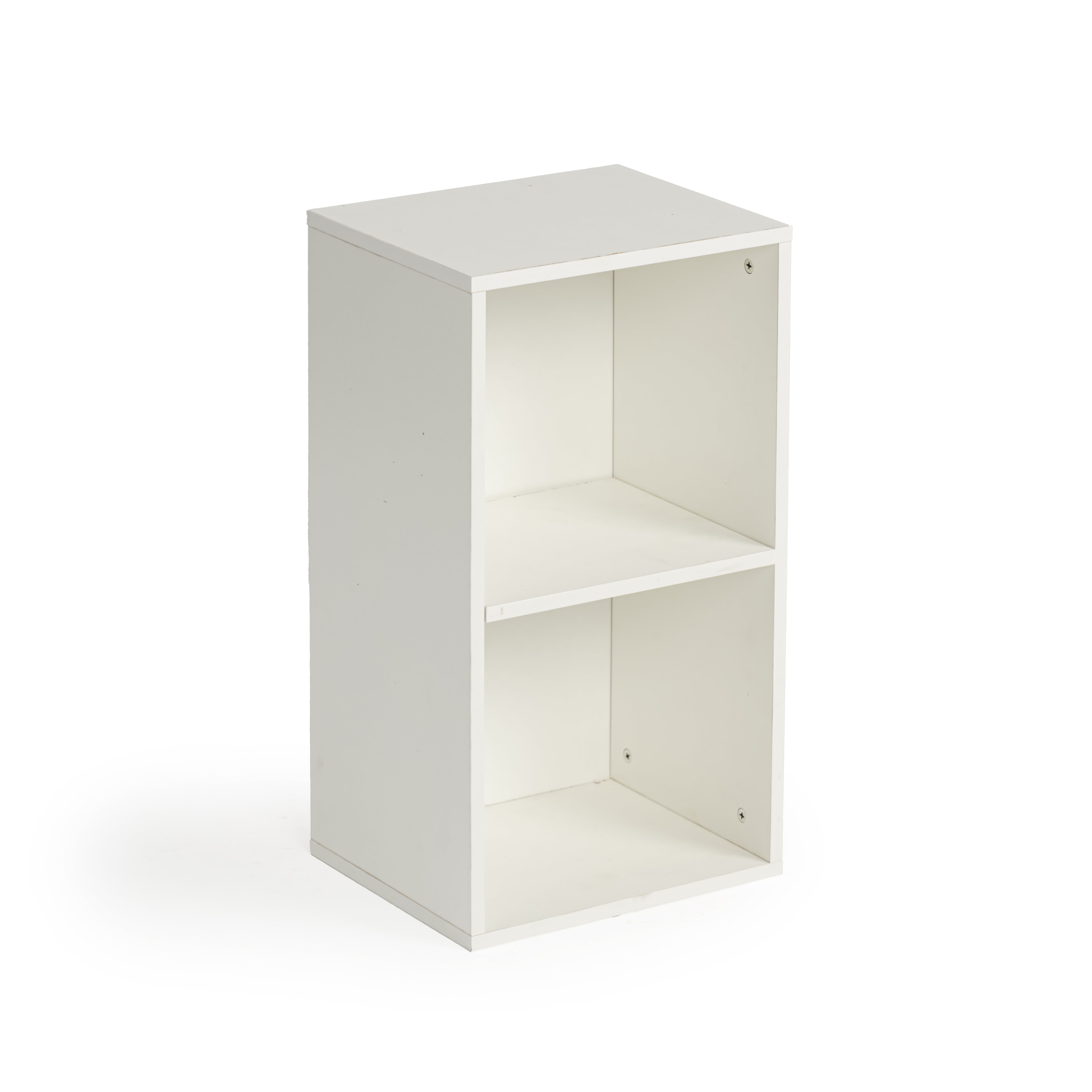 MANDI II 2-Piece L-Shaped White Bookcase Set with 2-Tier Storage