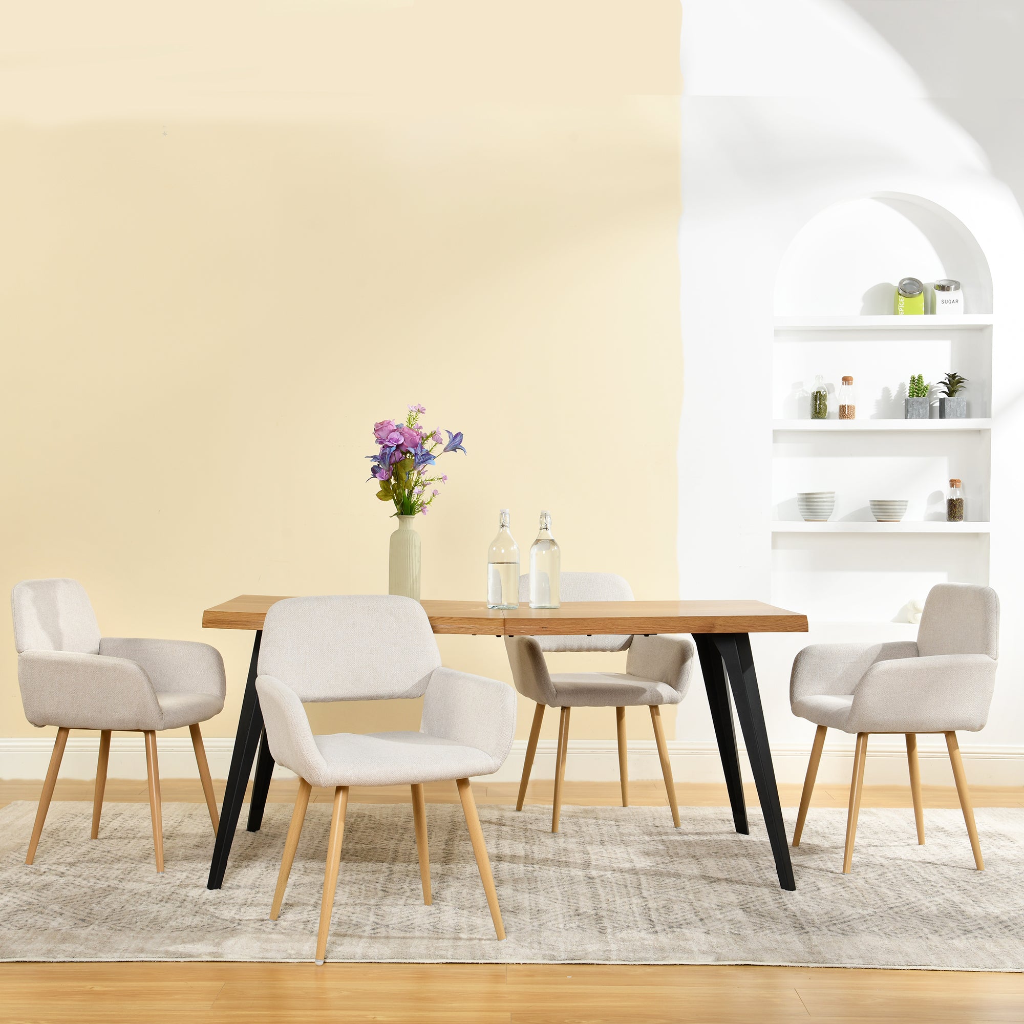 Lancelot 5 Piece Oak & Mayfair Upholstered Dining Set