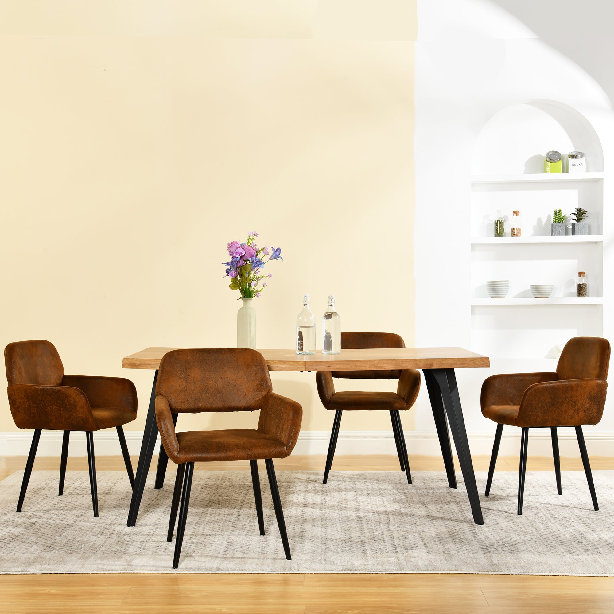Lancelot 5 Piece Oak & Mayfair Upholstered Dining Set