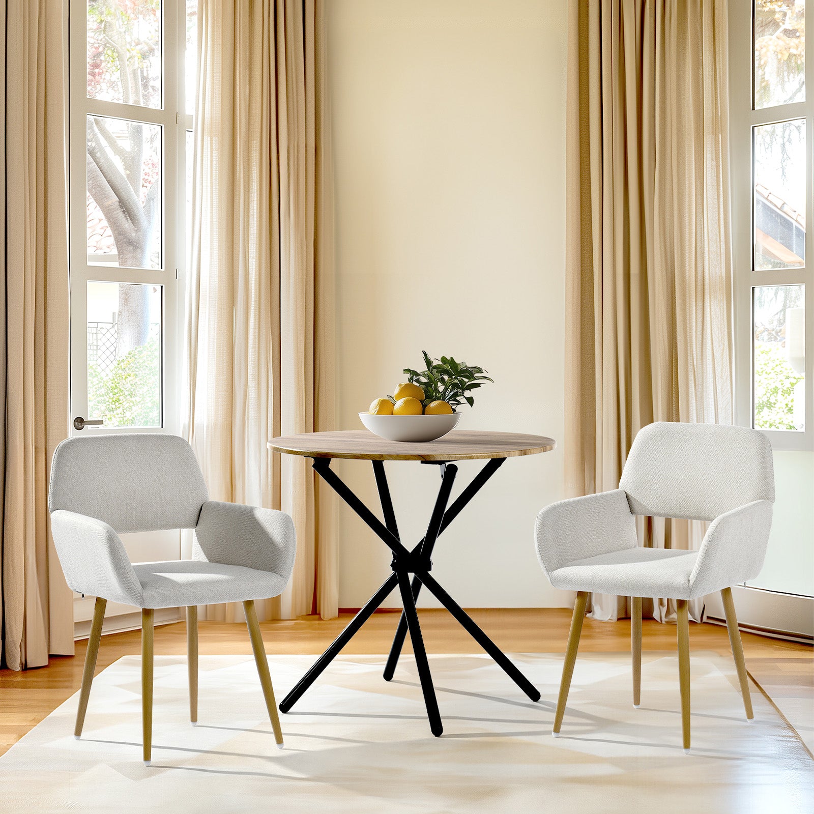 Fontana 3 Piece Oak & Mayfair Upholstered Dining Set