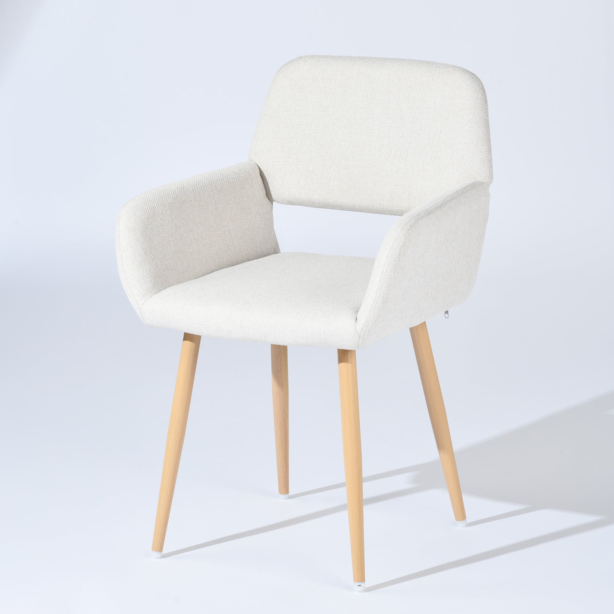 Homy Casa CLIFT+MAYFAIR 3PC Dining Set 31.5” Round White Table with 2 MAYFAIR Beige Upholstered Chairs Open Box