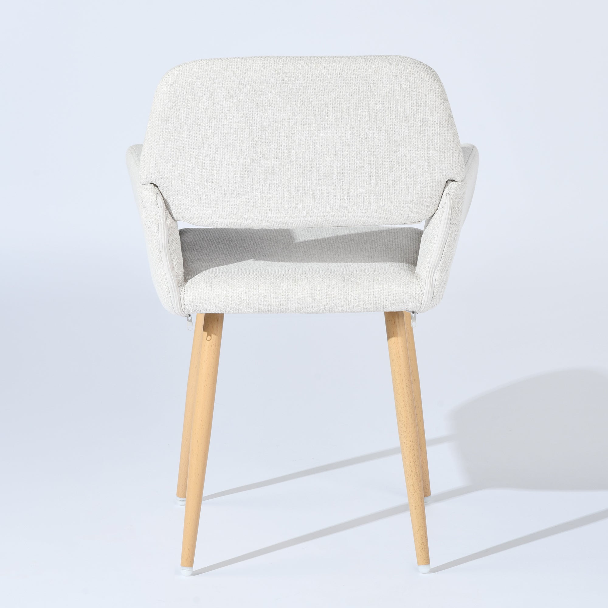 Homy Casa Stan 5 Piece Walnut Dining Table Set 63” Table with 4 Mayfair Upholstered Chairs, Beige