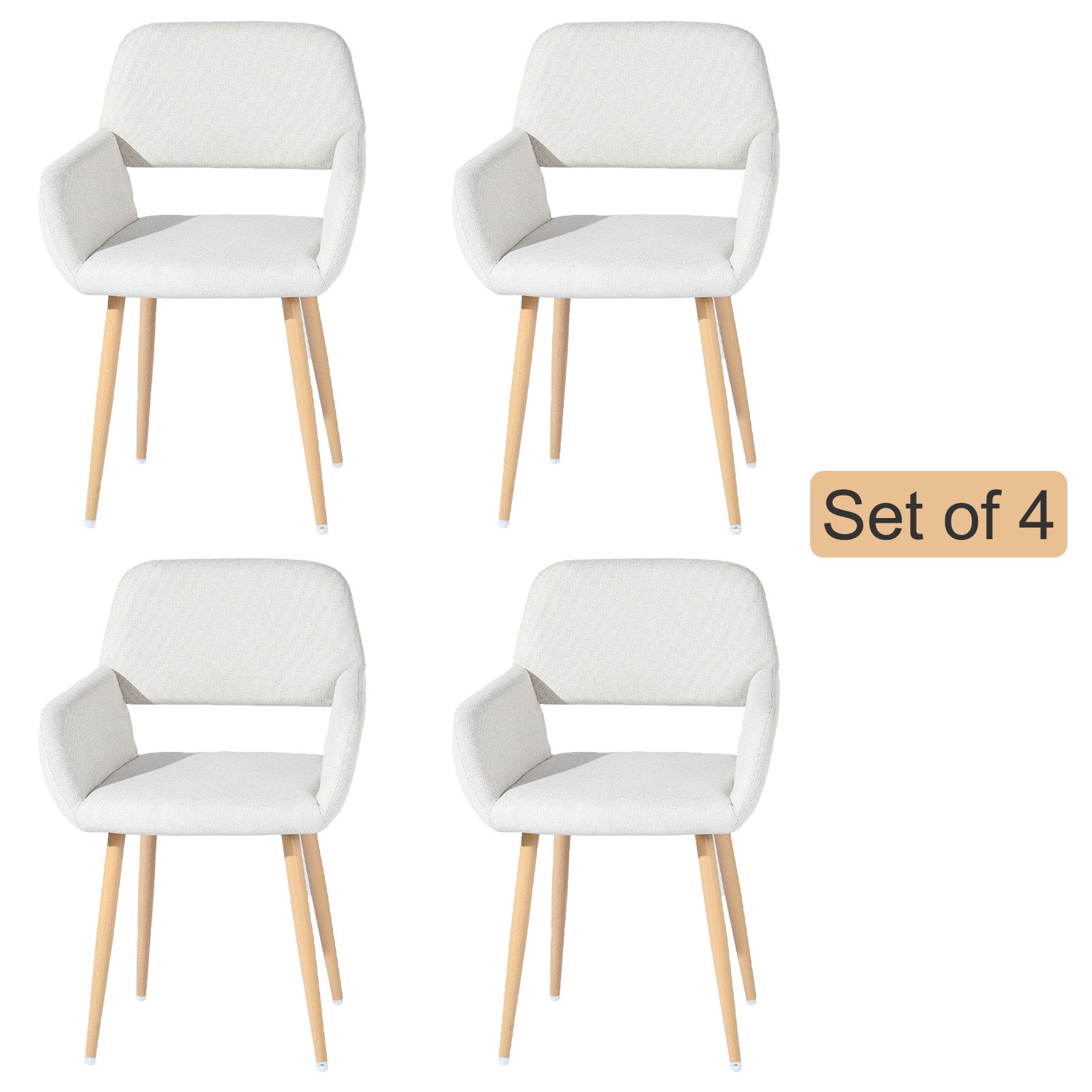 Homy Casa Lancelot 5PC Dining Table Set 63” Oak Table with 4 Mayfair Beige Upholstered Chairs