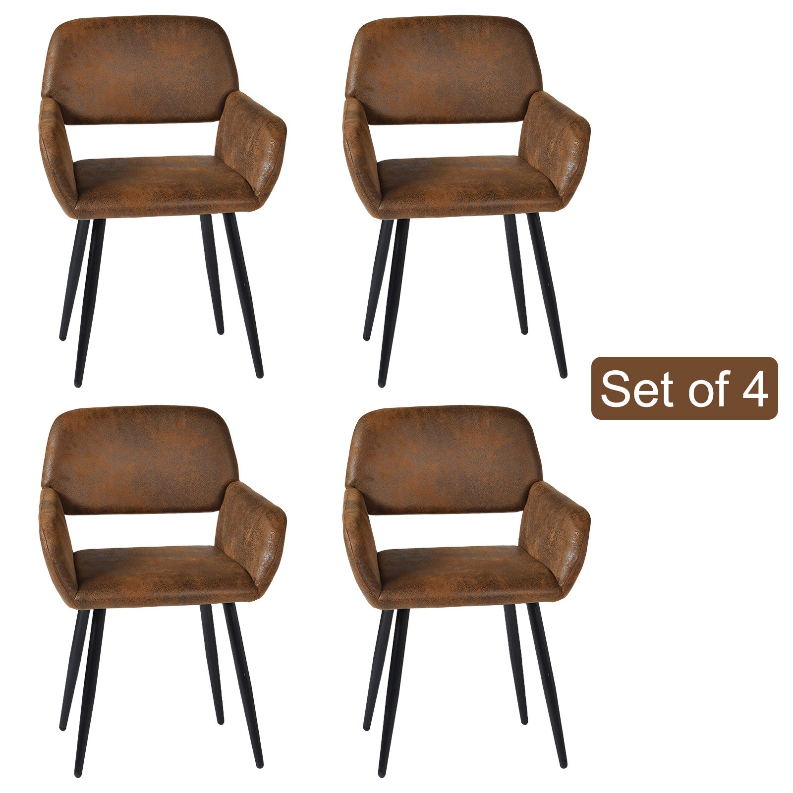 Homy Casa Stan 5PC Dining Set 63” Table with 4 Mayfair Upholstered Chairs, Vintage Brown