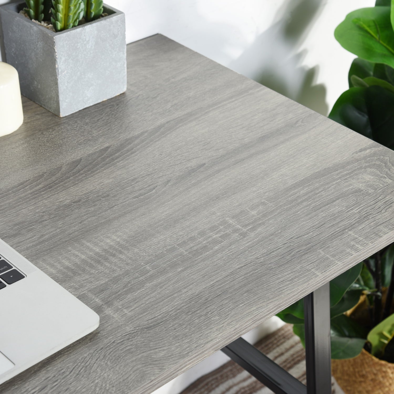 Homy Casa MCGHEE 47.2" Computer Desk with Shelves Dark Grey Open Box