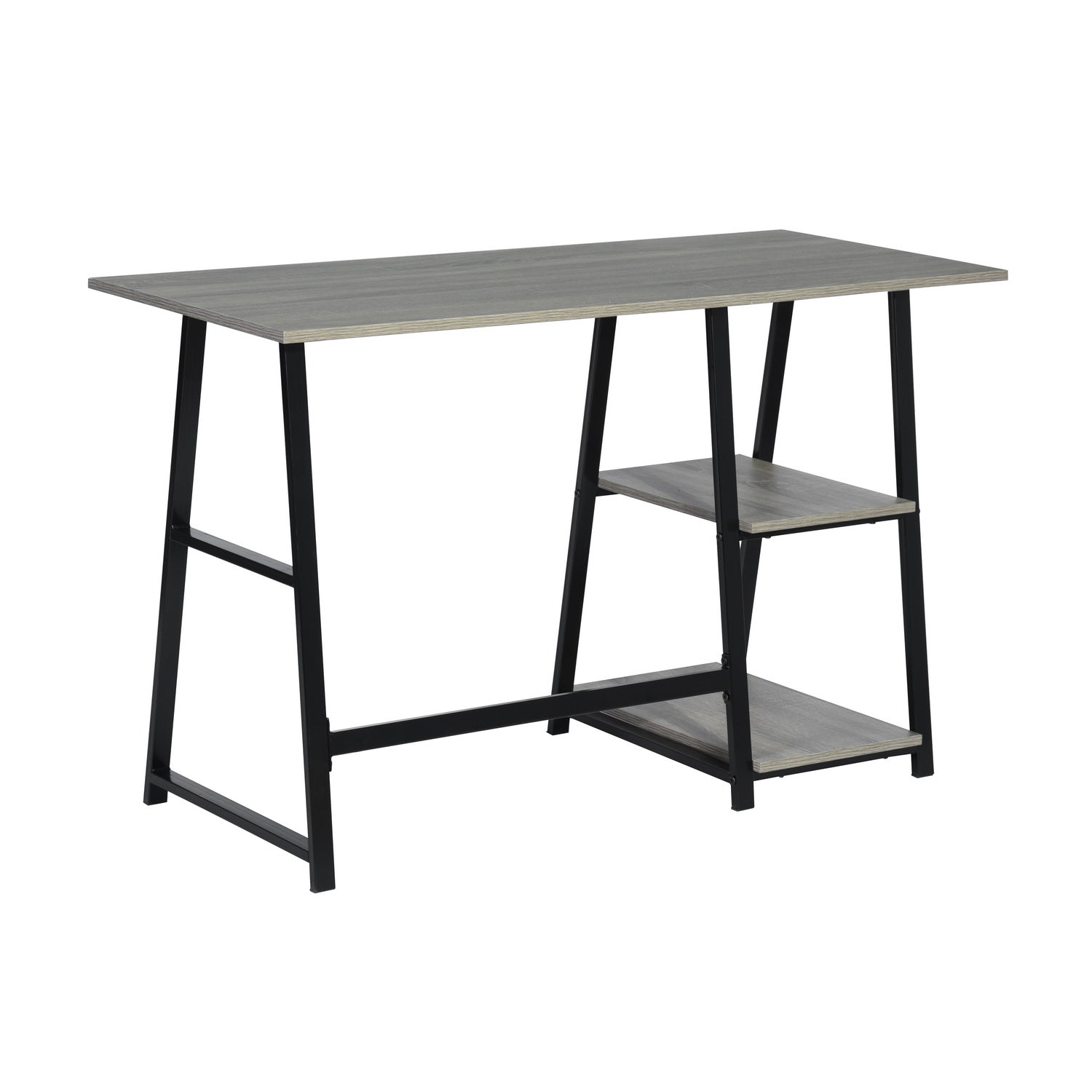 Homy Casa MCGHEE 47.2" Computer Desk with Shelves Dark Grey Open Box