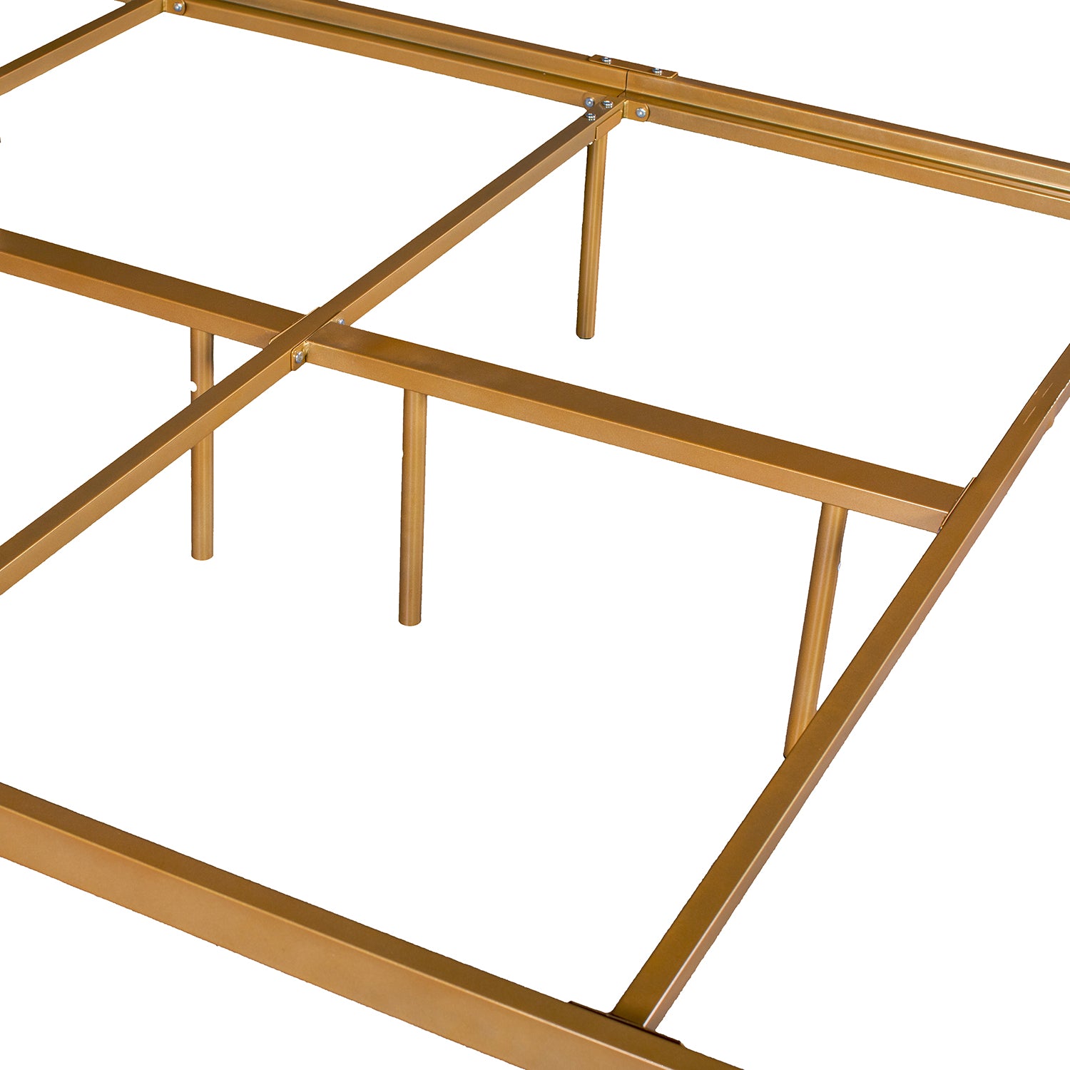 Homy Casa MIYE Full Size Metal Platform Bed Frame with Geometric Headboard in Gold Open Box