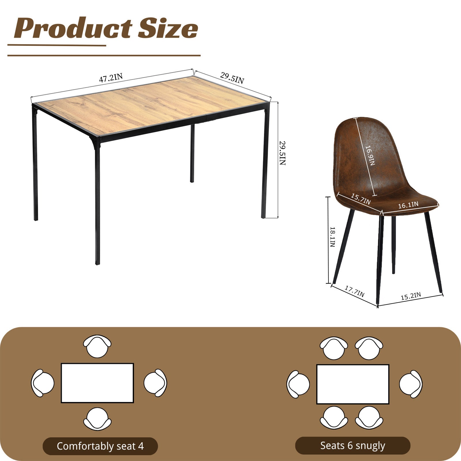 Milliken 5 Piece Walnut & California Upholstered Dining Set, Sude Brown