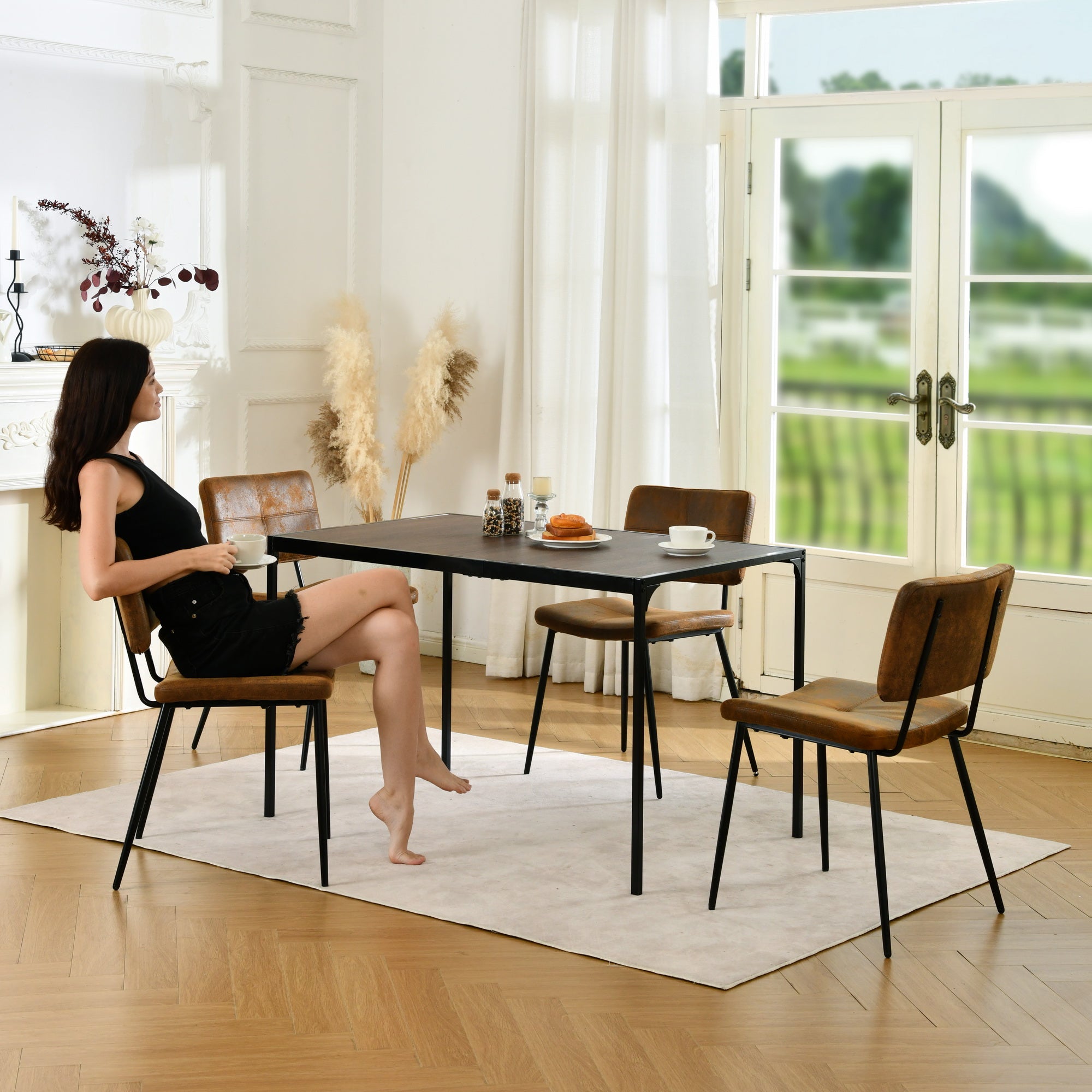 Homy Casa MILLIKEN 47" Espresso Dining Table Open Box