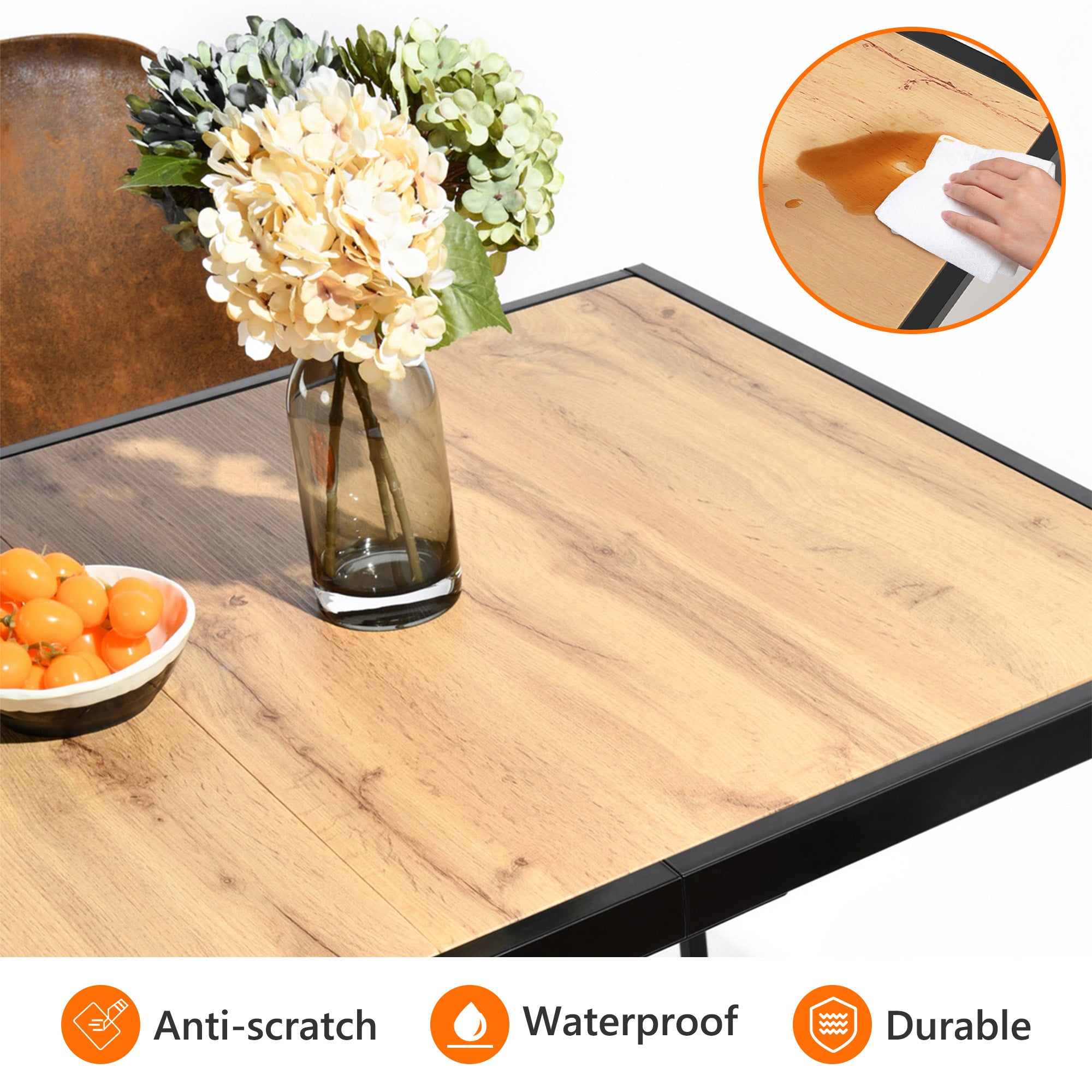 Homy Casa Milliken 47" Oak Rectangluar Bistro Dining Table Writing Desk