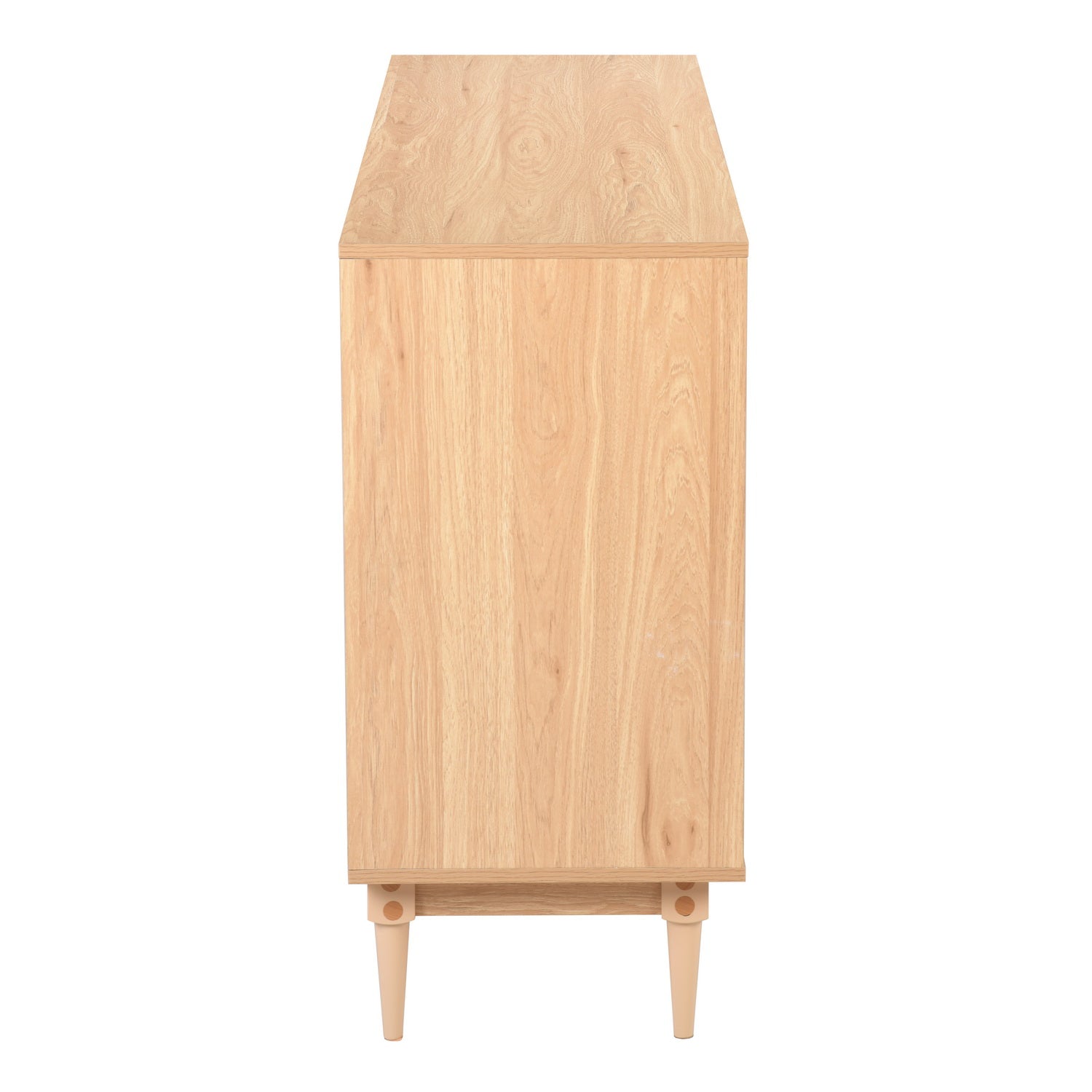 Homy Casa OPPELT Modern Oak Sideboard Cabinet with Rattan Style Doors and Beech Wood Legs, Open Box