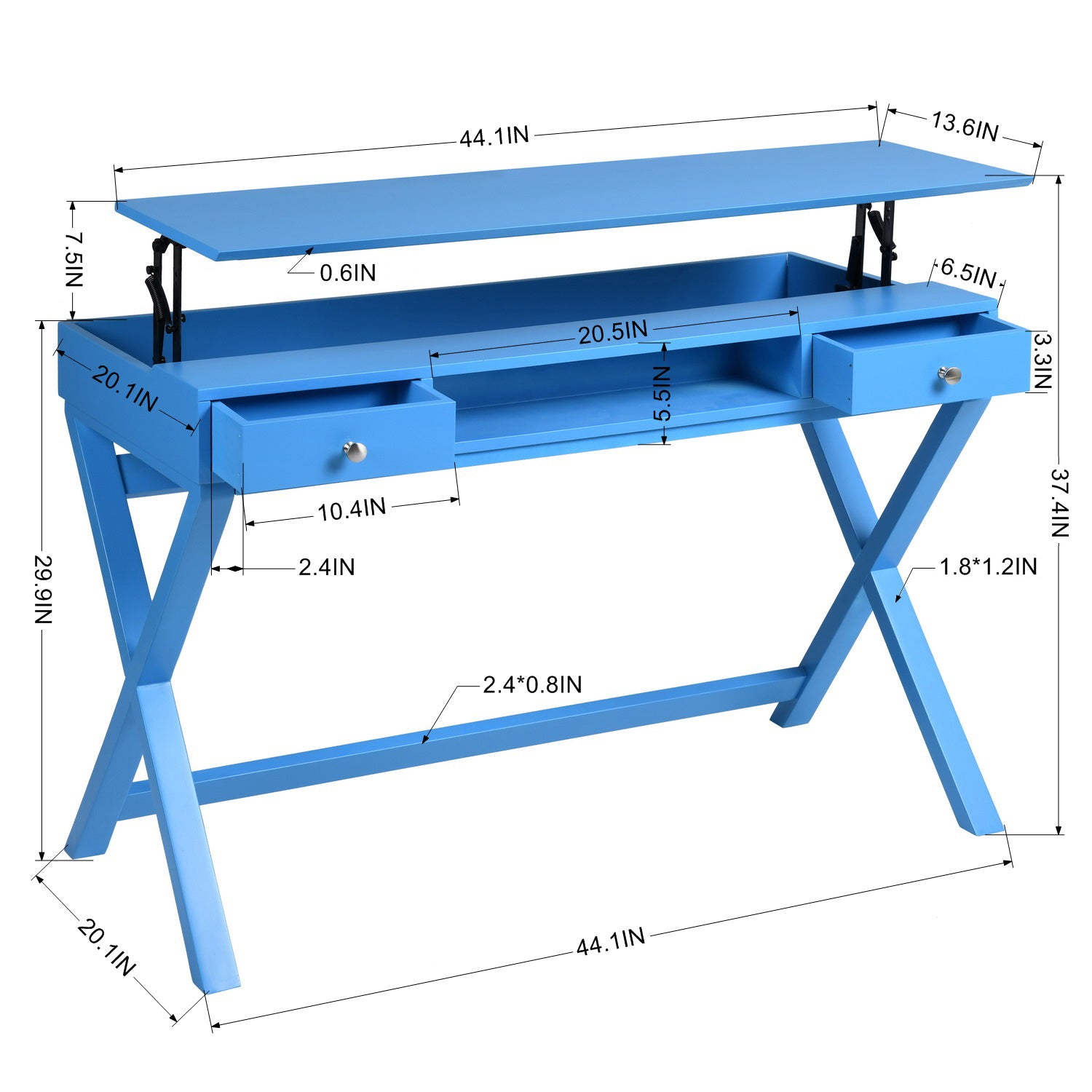 Homy Casa PARCA BLUE 44.09" W x 20.08" D Office Desk for Home Workspace Open Box