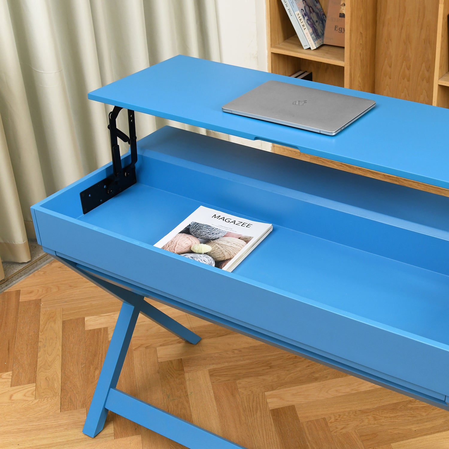 Homy Casa PARCA BLUE 44.09" W x 20.08" D Office Desk for Home Workspace Open Box