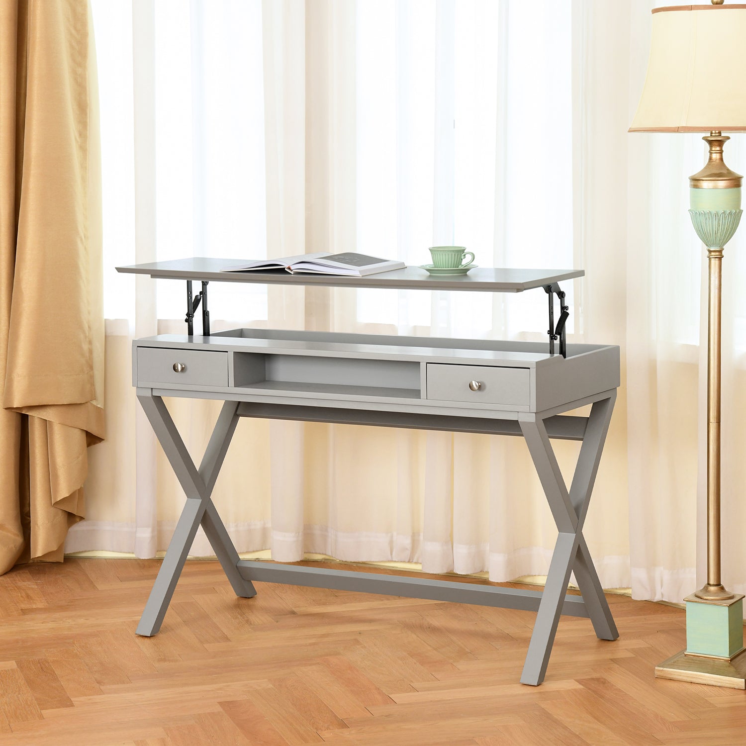 Homy Casa PARCA GREY "44.09 x 20.08" Modern Office Desk for Home Workspace Open Box