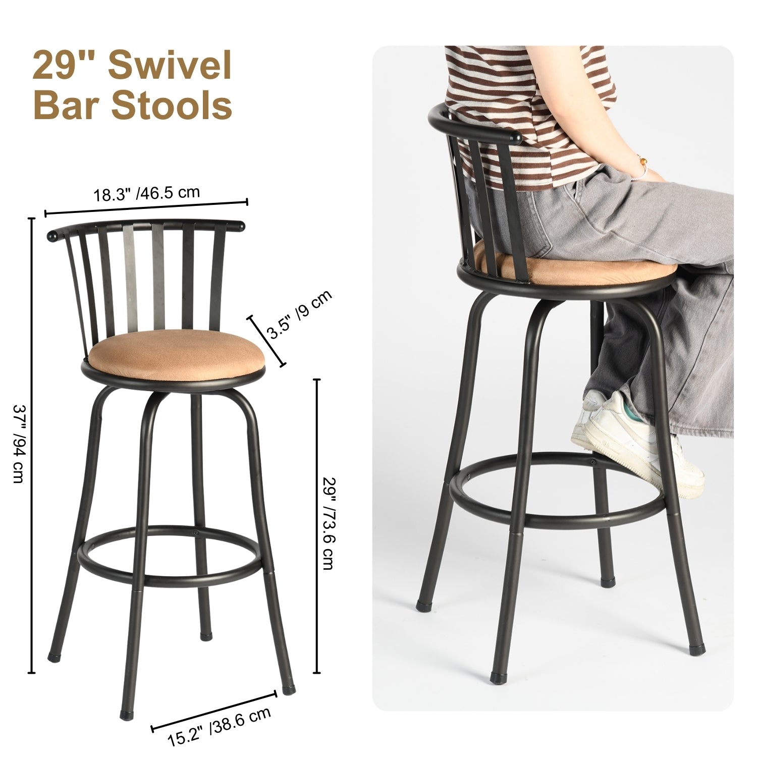 Homy Casa PISTIL Bar Stool 29" 3PCS Set "29 Inch" Bar Seating