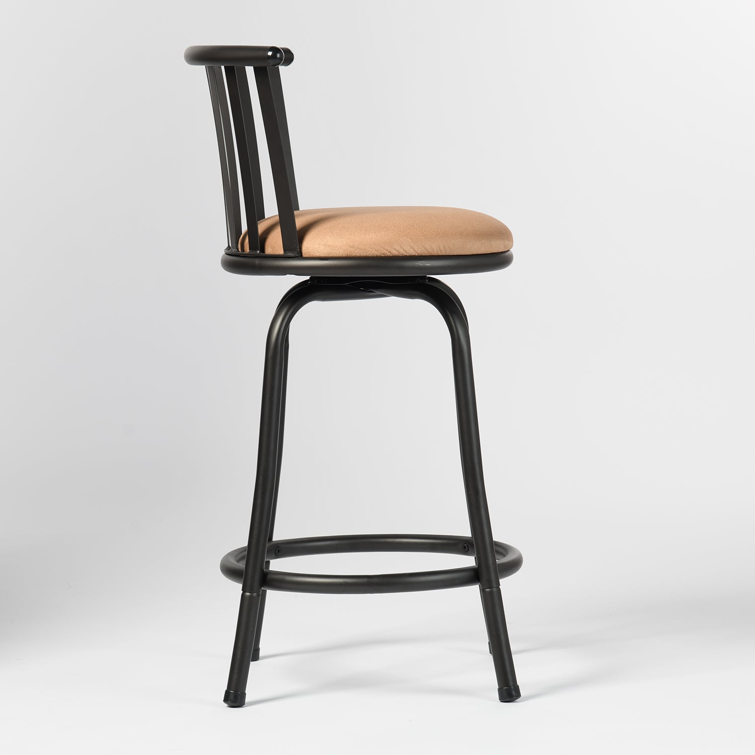 Homy Casa PISTIL 2PC 24/29 Inch Adjustable Barstool Bronze Frame Suede Seat