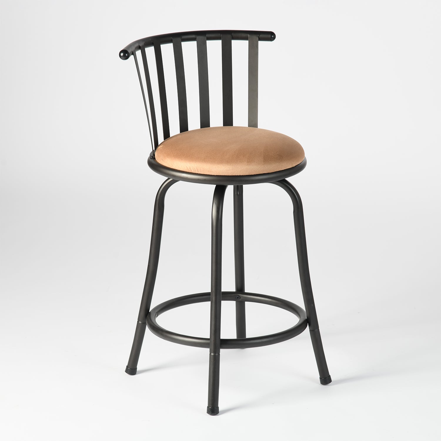 Homy Casa PISTIL 2PC 24/29 Inch Adjustable Barstool Bronze Frame Suede Seat