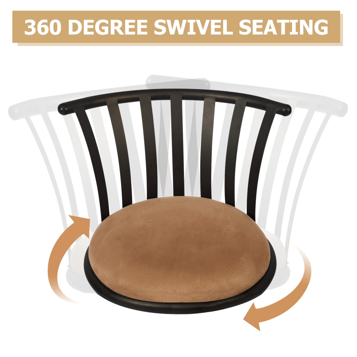 Homy Casa PISTIL 24" Swivel Counter Stool Set of 3, Brown Suede Upholstery with Black Metal Frame, Open Box