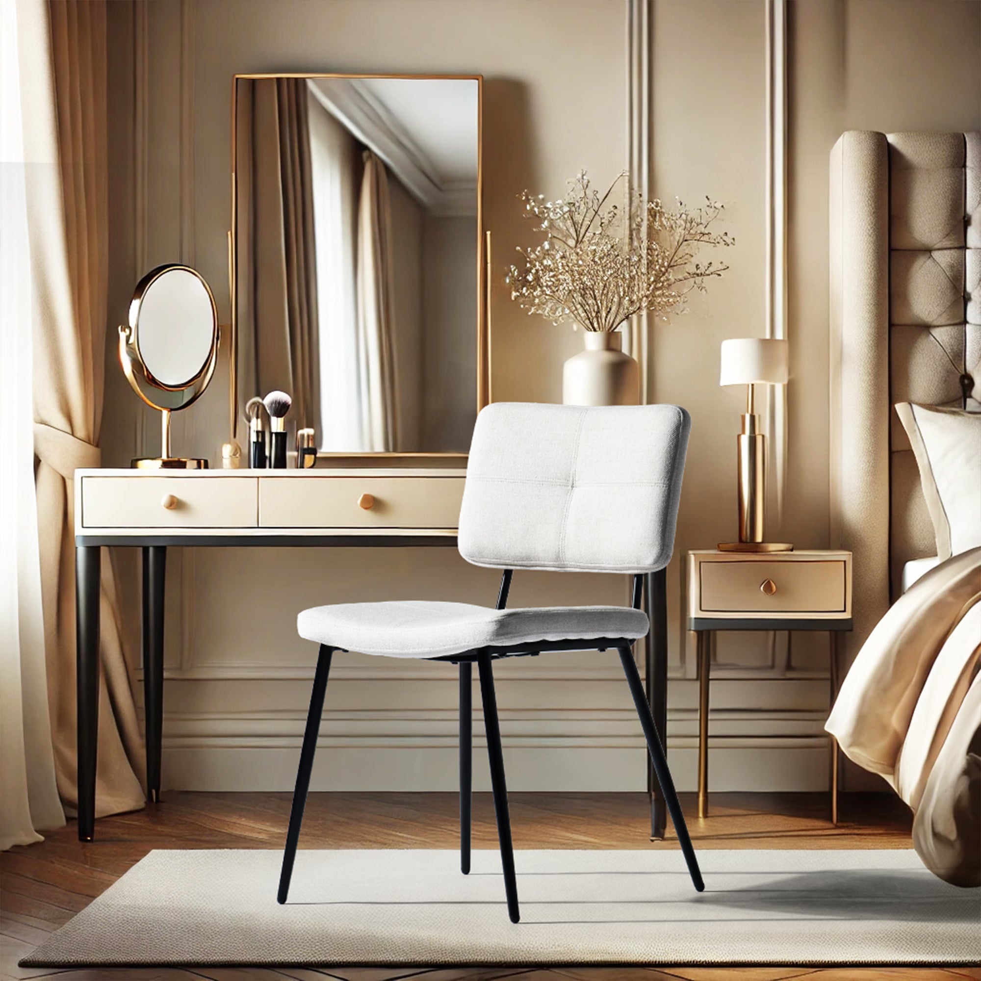 Pomona Upholstered Dining Chairs Set of 4 Beige