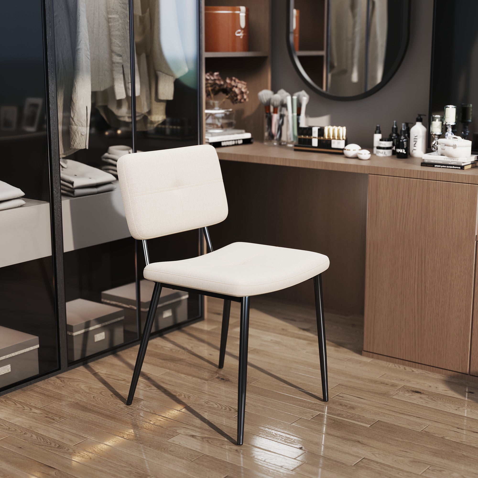 Pomona Upholstered Dining Chairs Set of 4 Beige