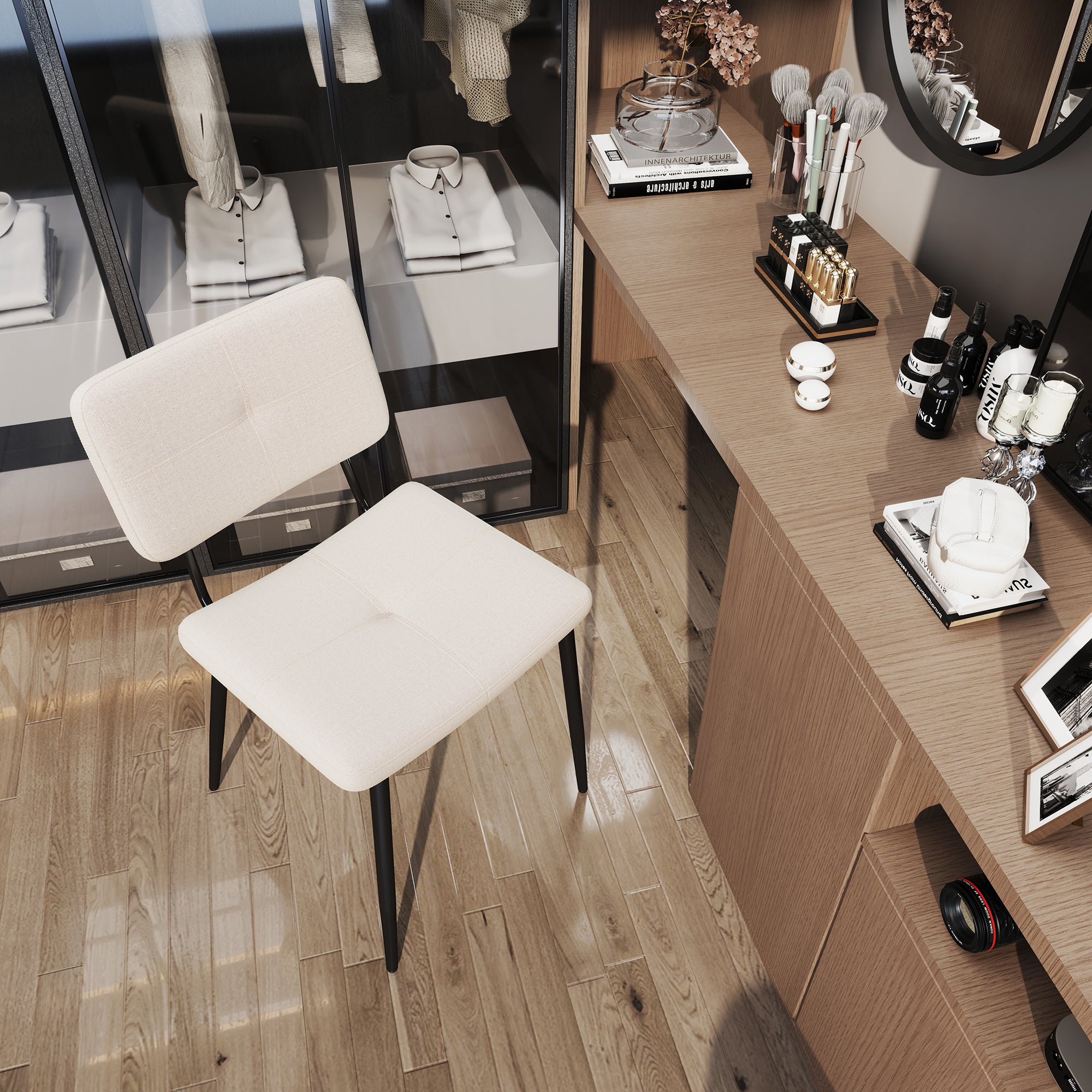 Pomona Upholstered Dining Chairs Set of 4 Beige