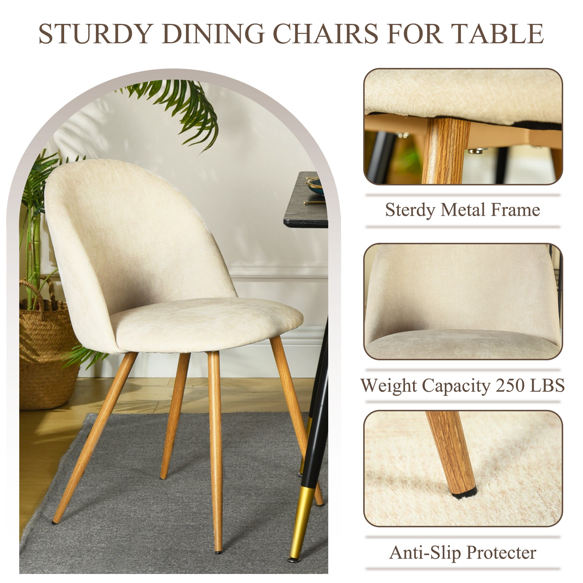 Homy Casa MICK 3PC Dining Set 47.2” Oval White Table with 2 Puz Beige Fabric Chairs for Home, Office, Apartment Open Box