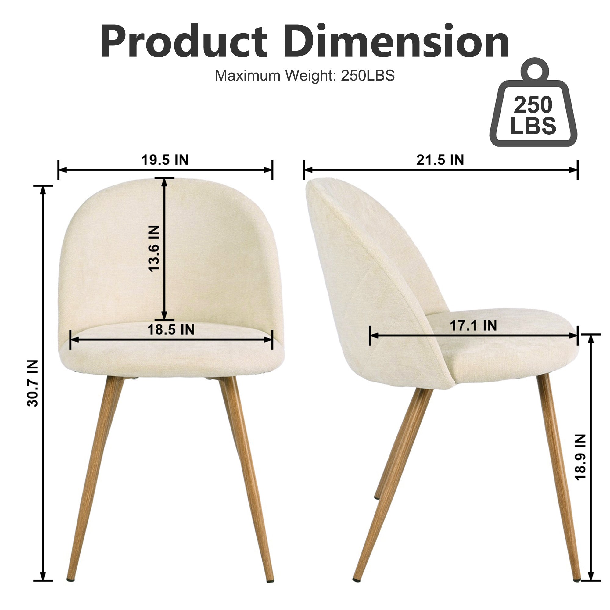 Homy Casa MICK 3PC Dining Set 47.2” Oval White Table with 2 Puz Beige Fabric Chairs for Home, Office, Apartment Open Box