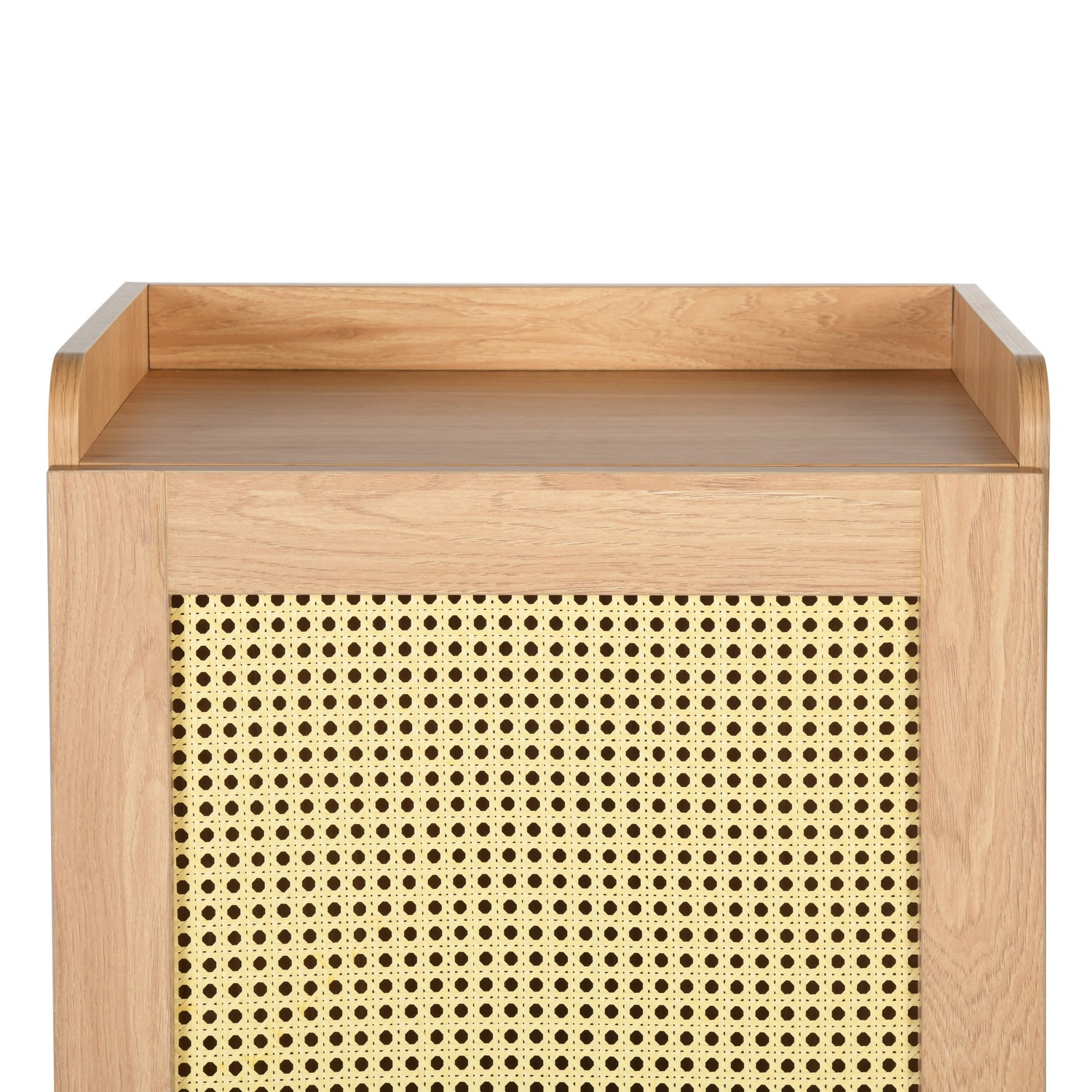 Homy Casa QUERALT Oak Cabinet 19.7" 1 Door 3 Shelf Rattan Style Storage Cabinet with Solid Wood Legs Open Box