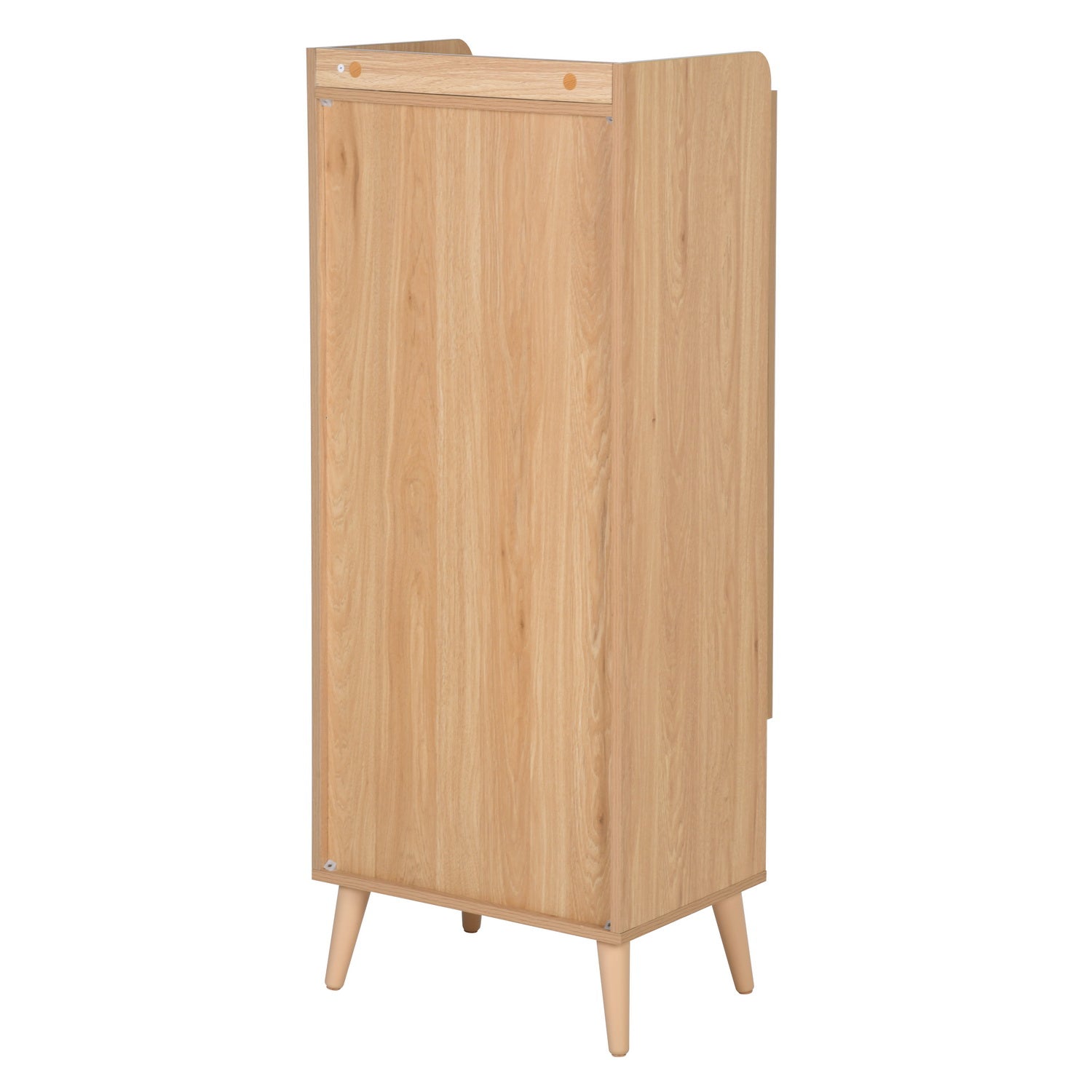 Homy Casa QUERALT Oak Cabinet 19.7" 1 Door 3 Shelf Rattan Style Storage Cabinet with Solid Wood Legs Open Box