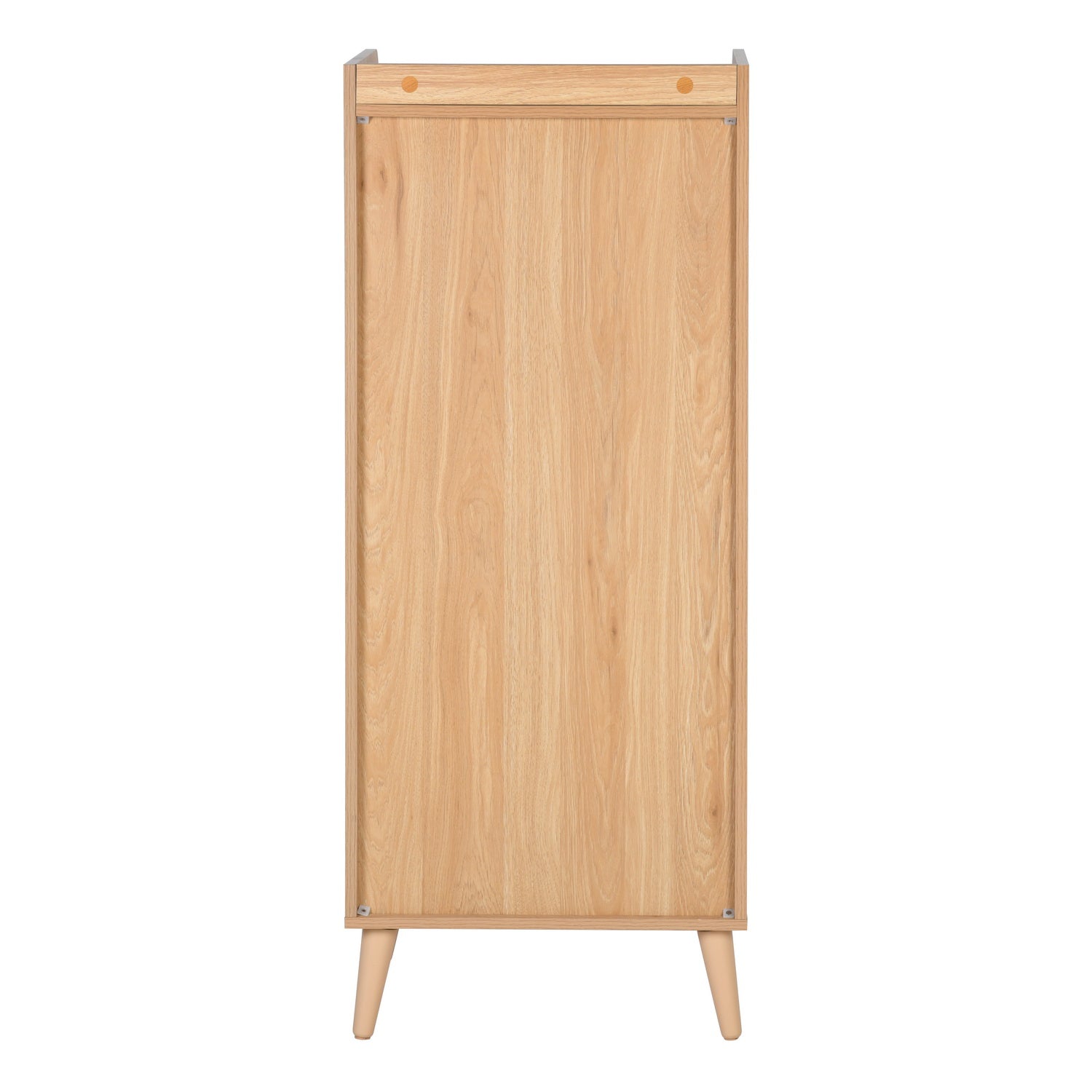 Homy Casa QUERALT Oak Cabinet 19.7" 1 Door 3 Shelf Rattan Style Storage Cabinet with Solid Wood Legs Open Box