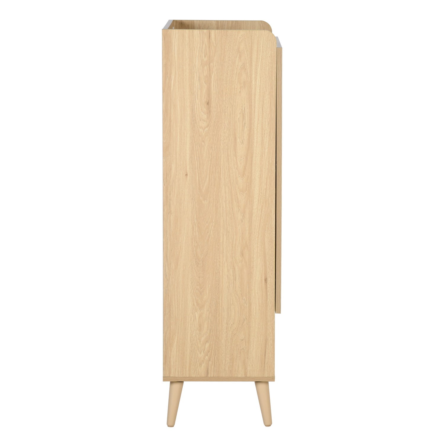 Homy Casa QUERALT Oak Cabinet 19.7" 1 Door 3 Shelf Rattan Style Storage Cabinet with Solid Wood Legs Open Box