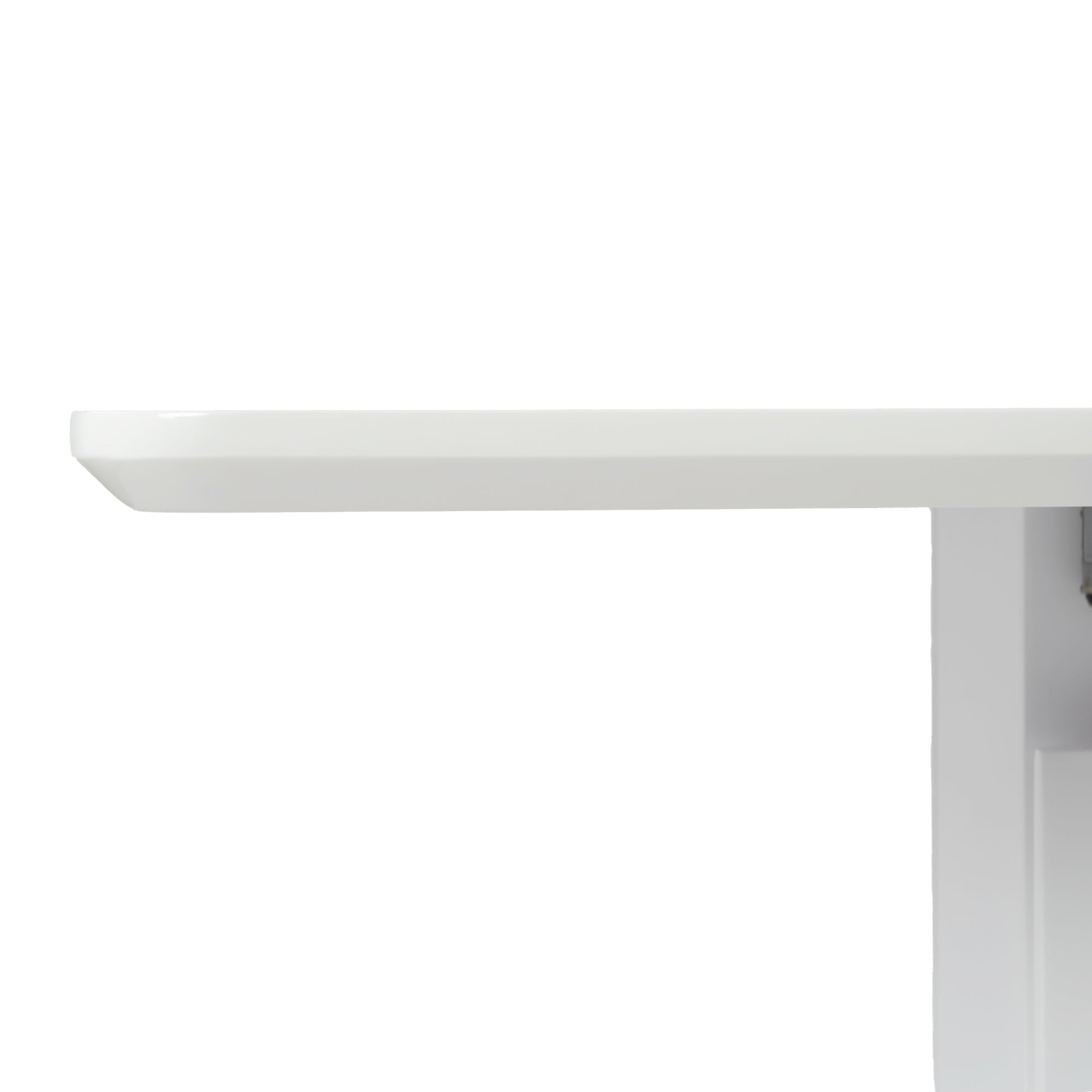 QUINBY 81“ High Gloss White Extendable Dining Table Pedestal Base