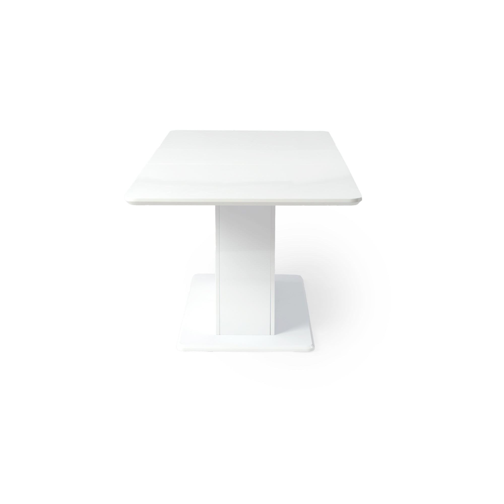 QUINBY 81“ High Gloss White Extendable Dining Table Pedestal Base