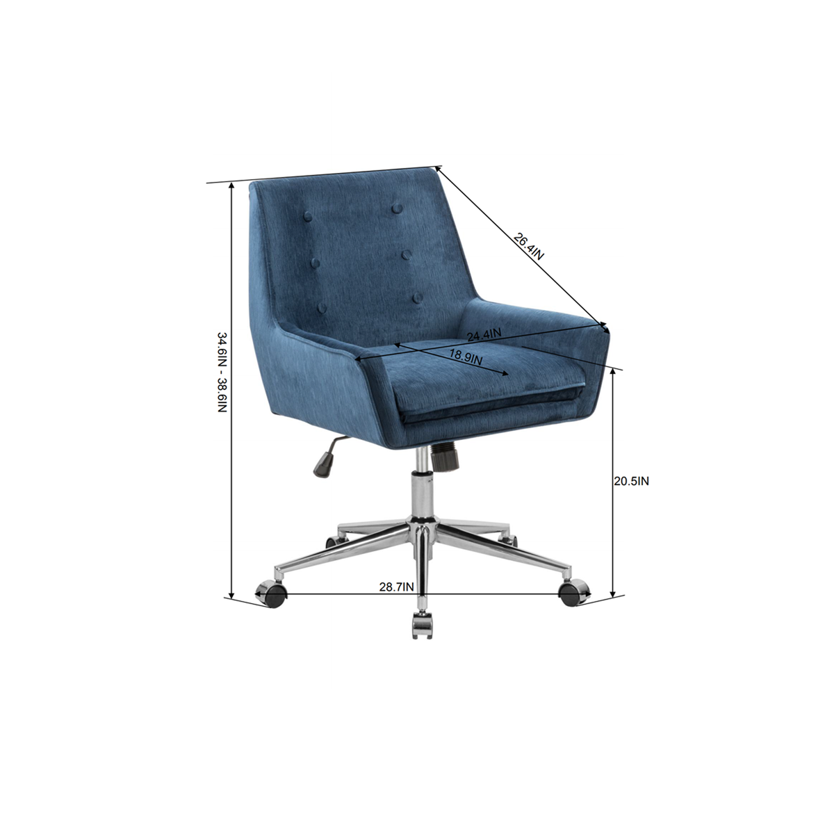 Fabric Task Chair with Adjustable Height - Homy Casa - HomyCasa