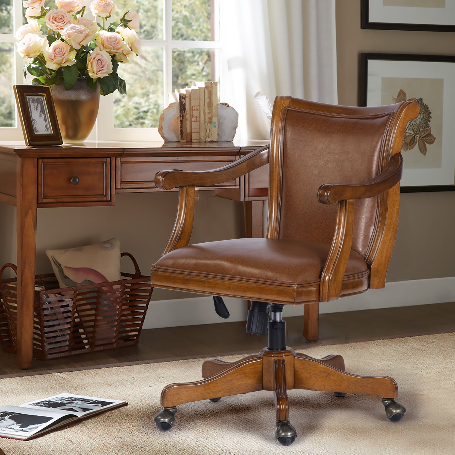 Homy Casa RENEE 24.0" W x 26.0" D Office Chair Adjustable Height for Home Workspace Open Box