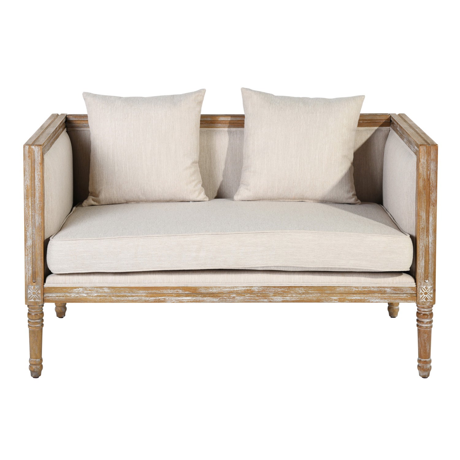 Homy Casa Renne 53.5" Upholstered Loveseat Sofa, Beige,Open Box